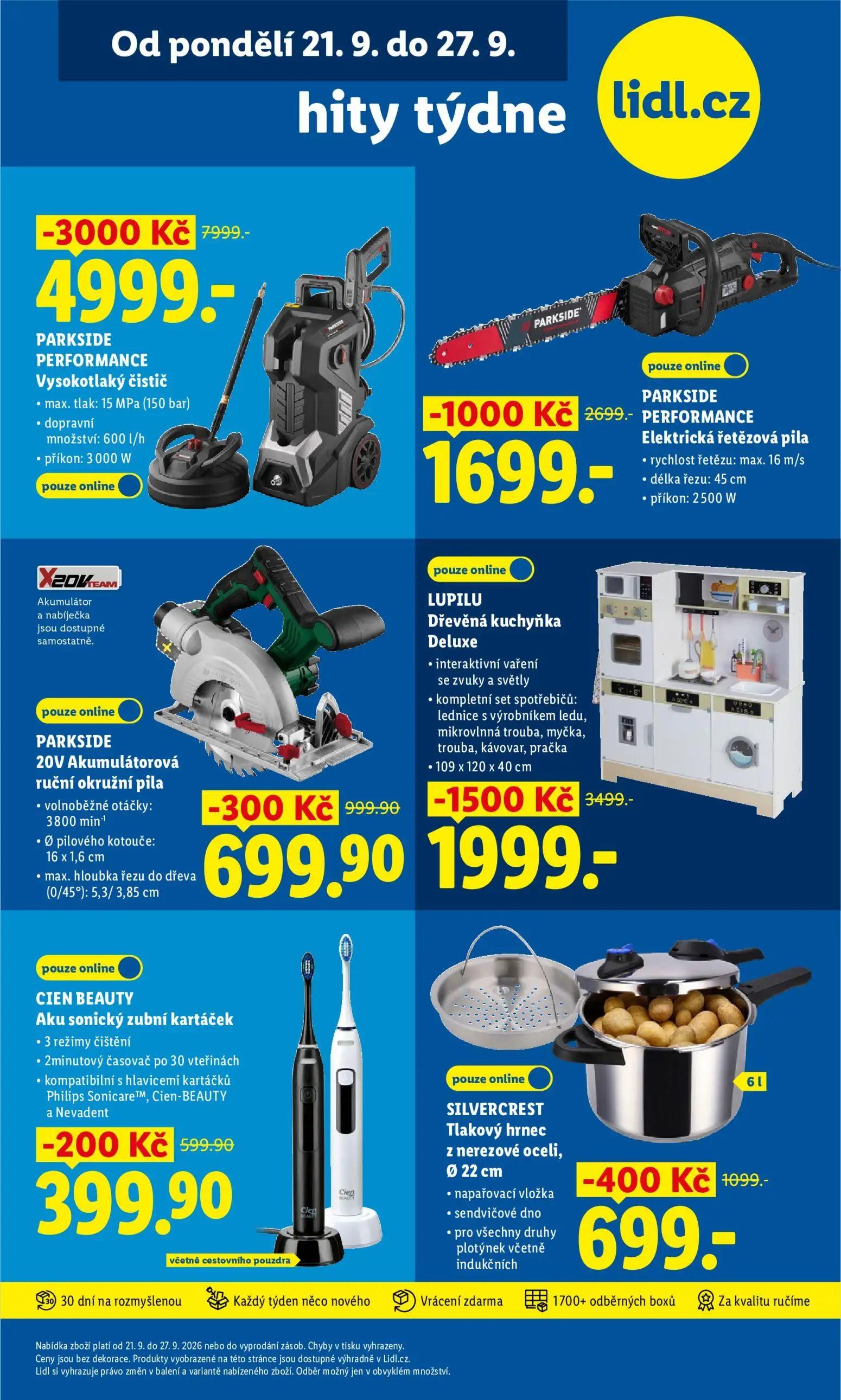 Lidl leták, strana 43 z 47 — PARKSIDE PERFORMANCE Vysokotlaký čistič, LUPILU Dřevěná kuchyňka Deluxe, PARKSIDE PERFORMANCE E…