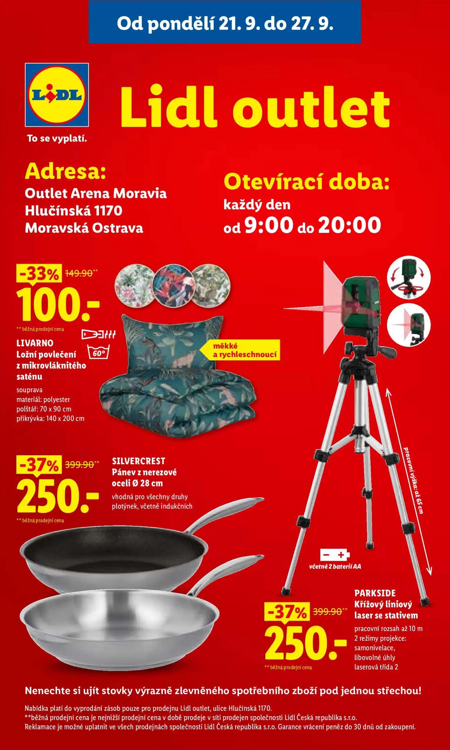 Lidl leták, strana 44 z 50 — SILVERCREST Pánev z nerezové oceli, PARKSIDE Křížový liniový laser se stativem, Ložní povlečení…