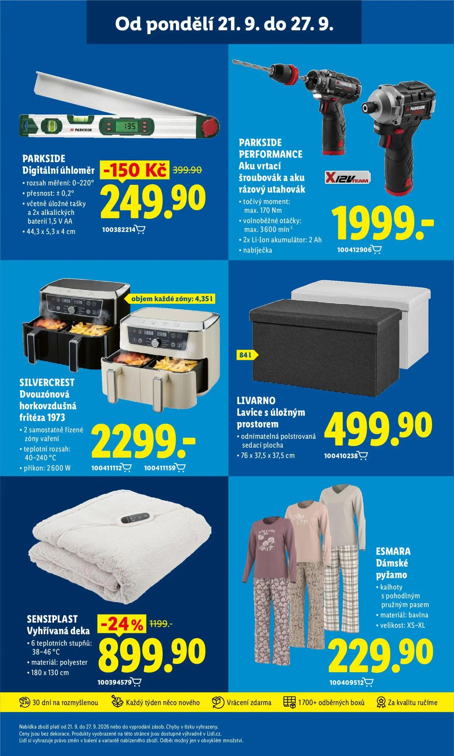 Lidl leták, strana 47 z 50 — Vyhřívaná deka, Digitální úhloměr, PERFORMANCE Aku vrtací šroubovák a aku rázový utahovák