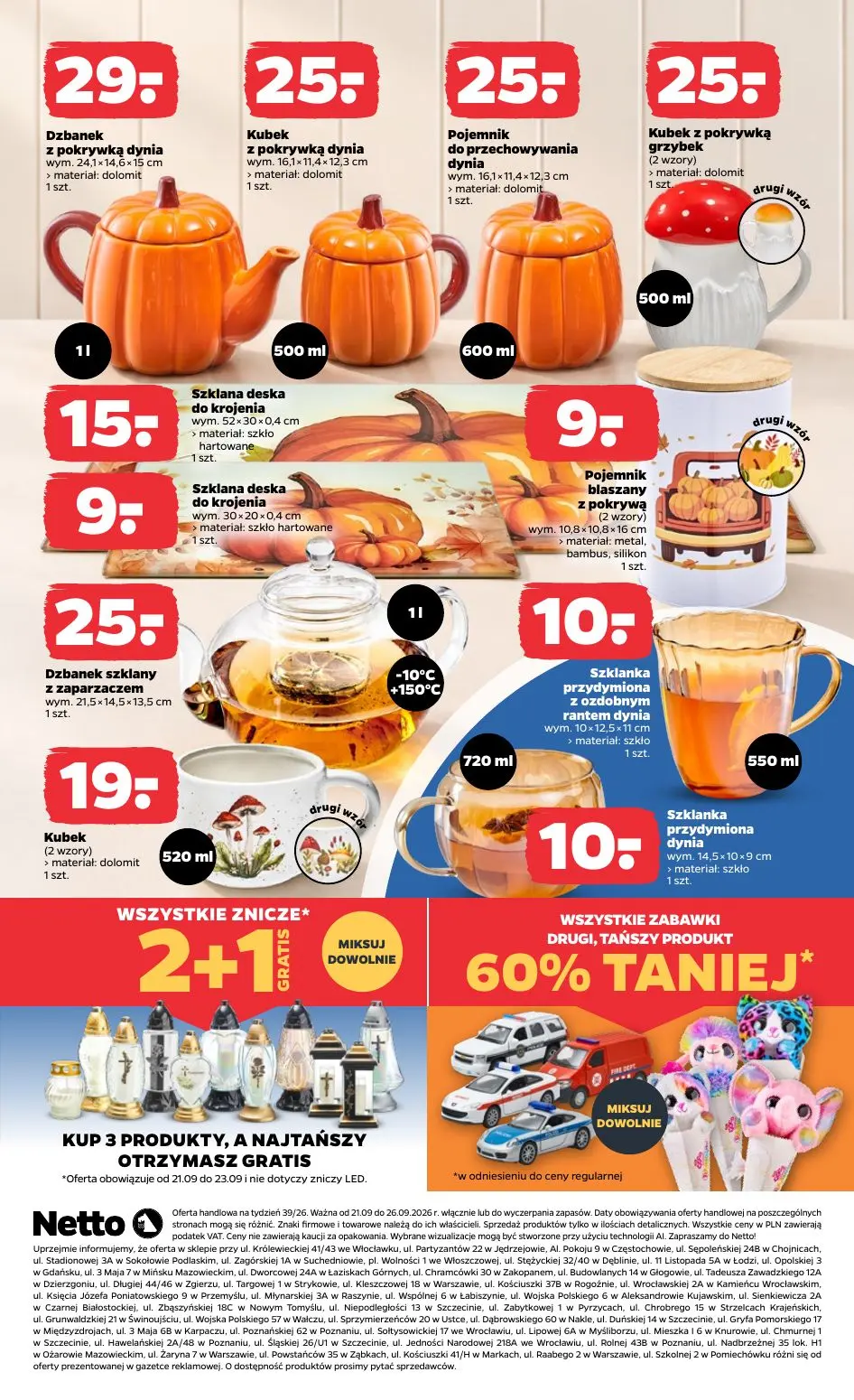 NETTO gazetka, strona 3 z 4 — Dzbanek z pokrywką dynia, Kubek z pokrywką dynia, Pojemnik do przechowywania dynia