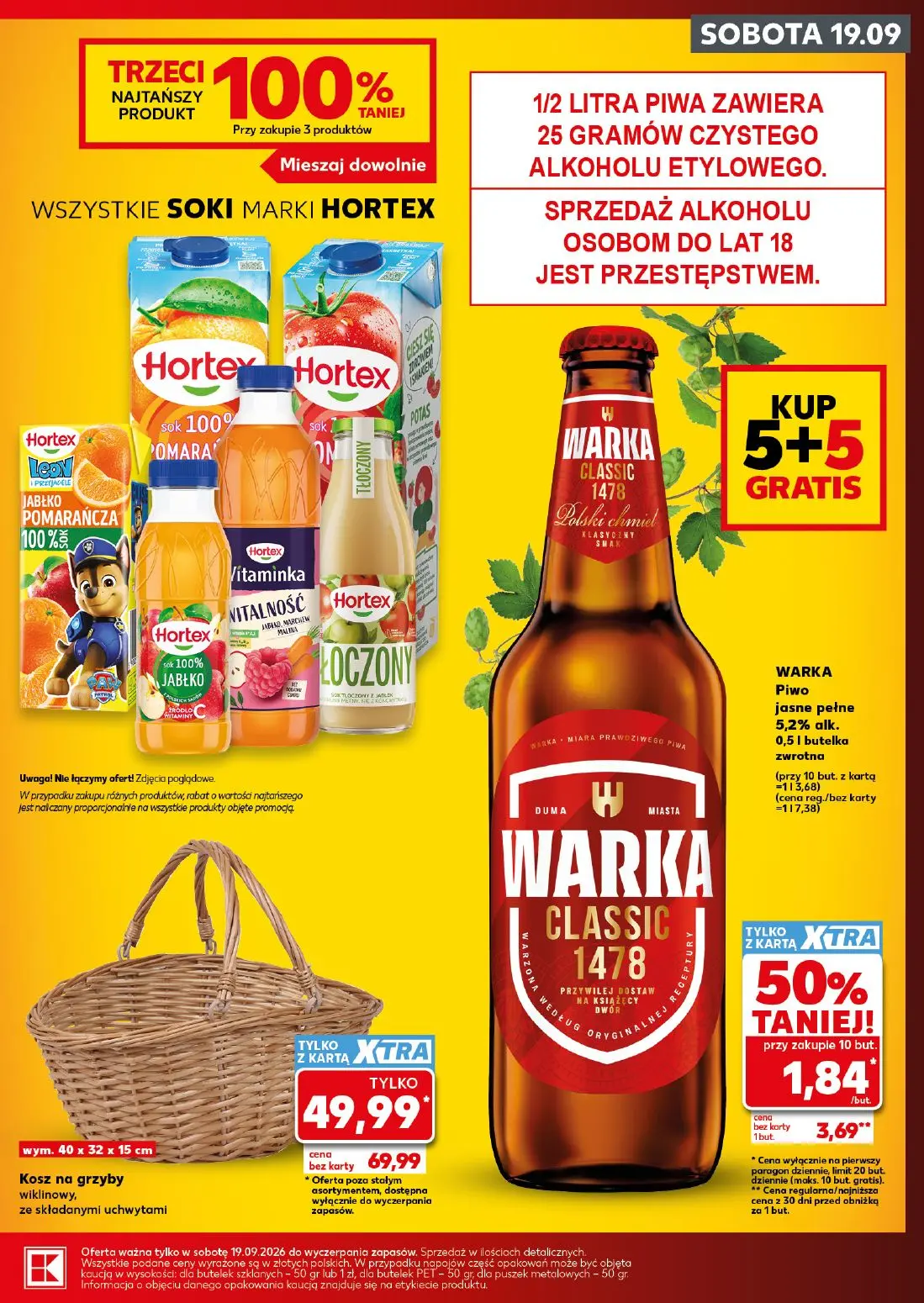 Kaufland gazetka, strona 3 z 28 — Kosz na grzyby wiklinowy, Warka Classic