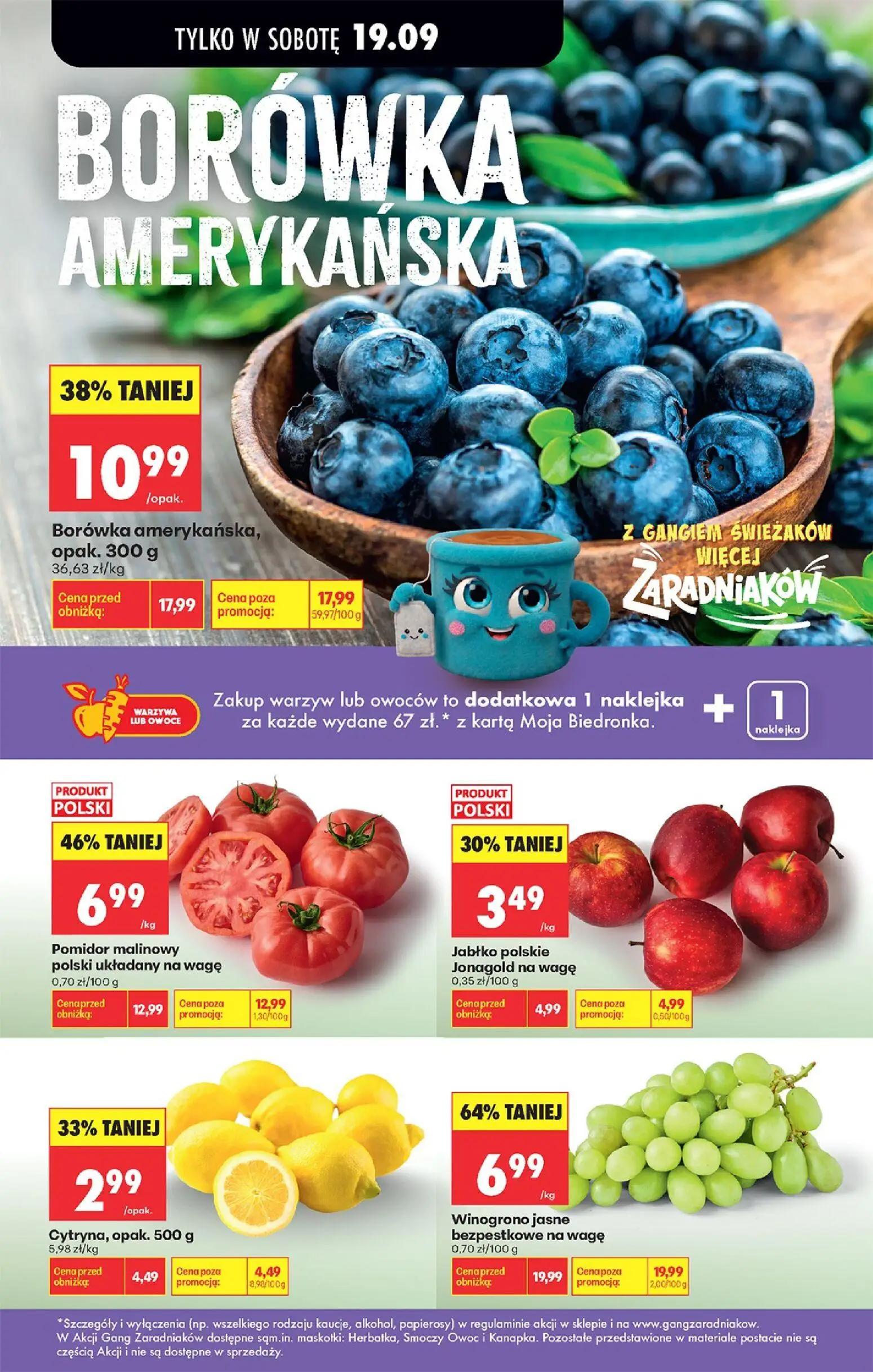 Biedronka gazetka, strona 2 z 4 — Winogrono jasne bezpestkowe na wagę, Borówka amerykańska, Pomidor malinowy polski układany…