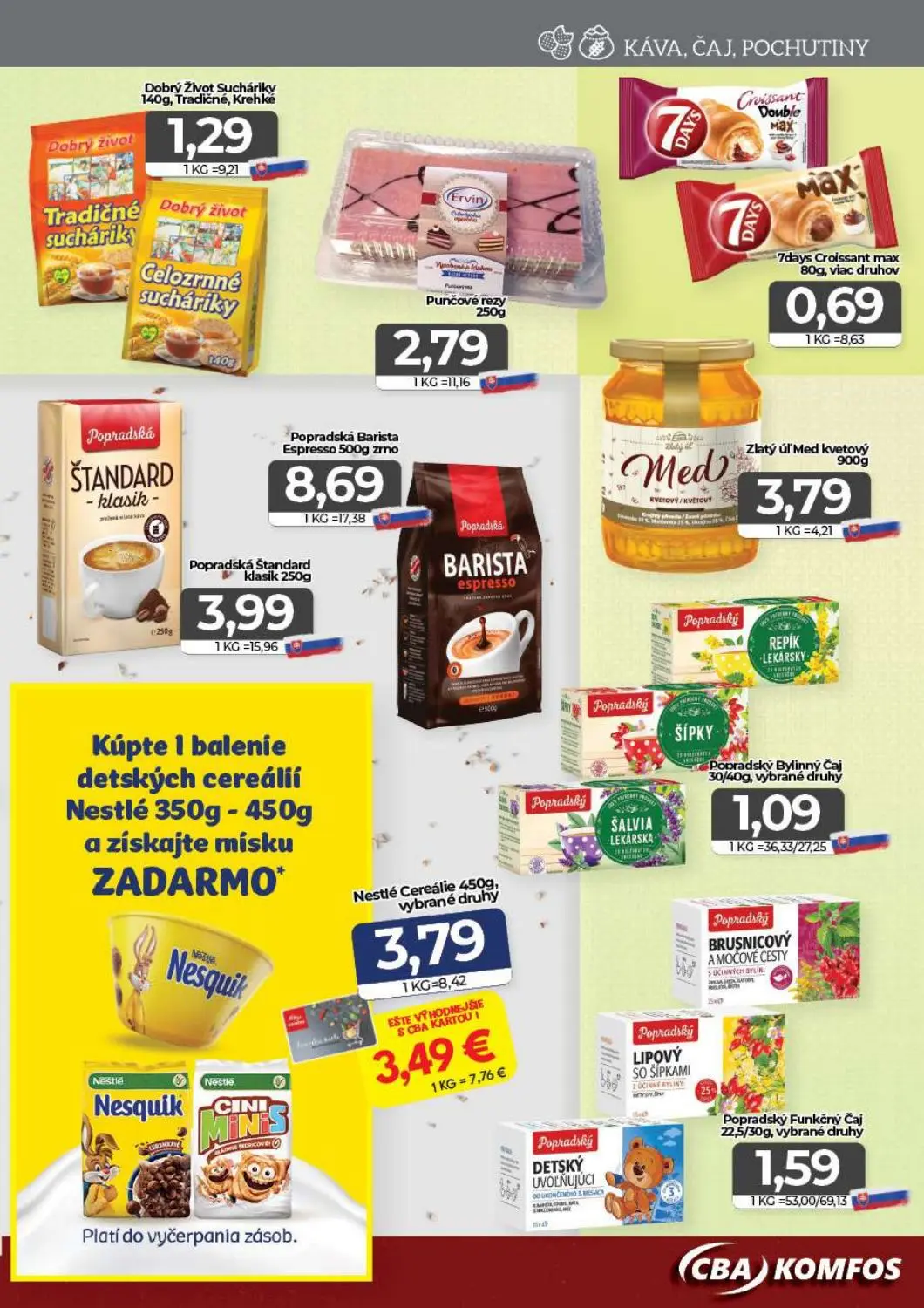 Cba Komfos leták, strana 9 z 16 — Nestlé Cereálie, Dobrý Život Sucháriky Tradičné, Dobrý Život Celozrnné sucháriky