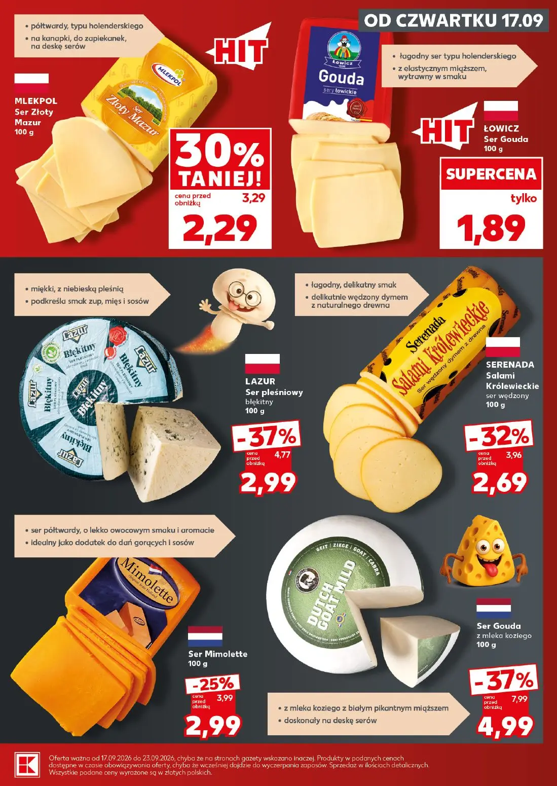 Kaufland gazetka, strona 11 z 28 — Ser Gouda z mleka koziego, LAZUR Ser pleśniowy błękitny, SERENADA Salami Królewieckie ser…