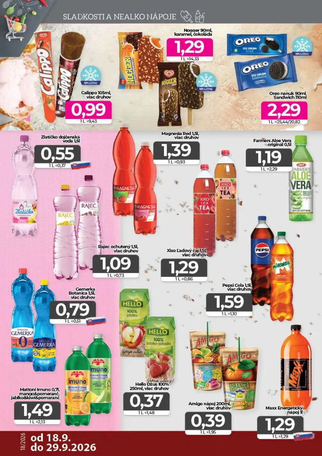Cba Komfos leták, strana 12 z 16 — Nogger 90ml, karamel, čokoláda, Calippo 105ml, viac druhov, Oreo nanuk 90ml, Sandwich 110…