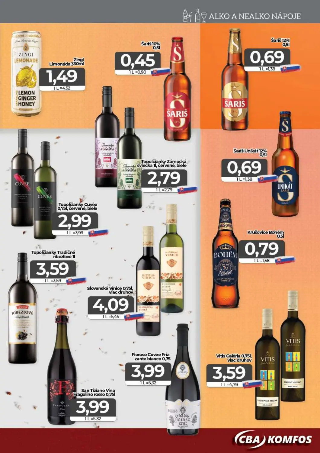 Cba Komfos leták, strana 13 z 16 — Zingi Limonáda, Šariš, Šariš