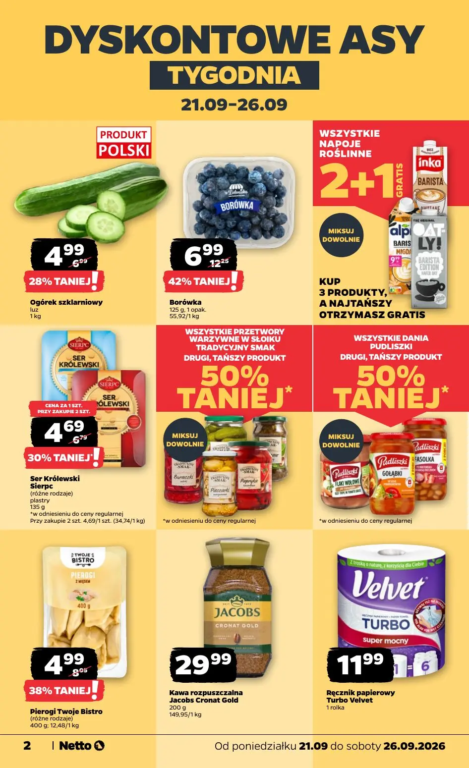 NETTO gazetka, strona 2 z 44 — Borówka, Pierogi Twoje Bistro, Ser Królewski Sierpc