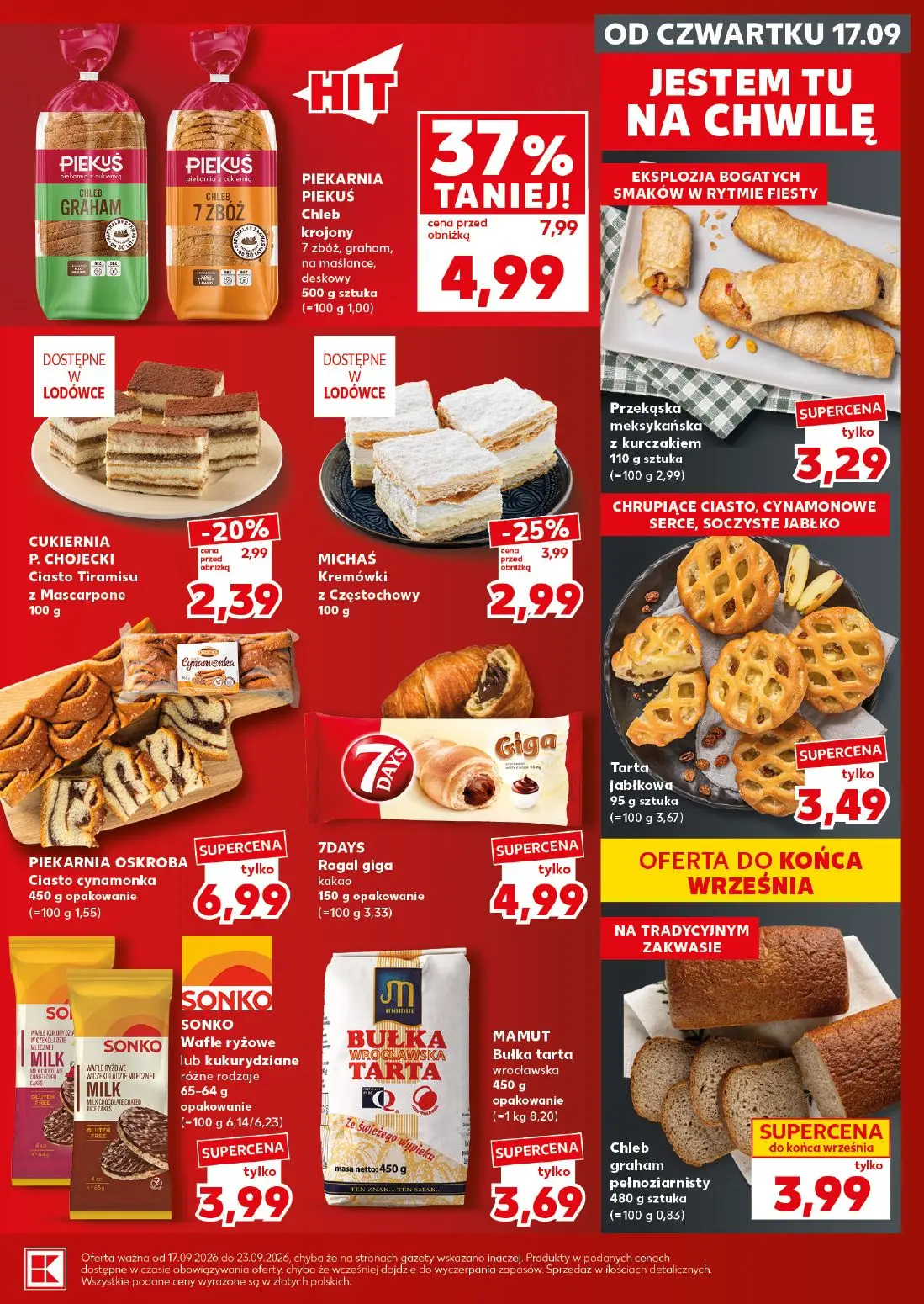 Kaufland gazetka, strona 13 z 28 — PIEKARNIA PIEKUŚ Chleb krojony 7 zbóż, graham, na maślance, deskowy, MICHAŚ Kremówki z Cz…