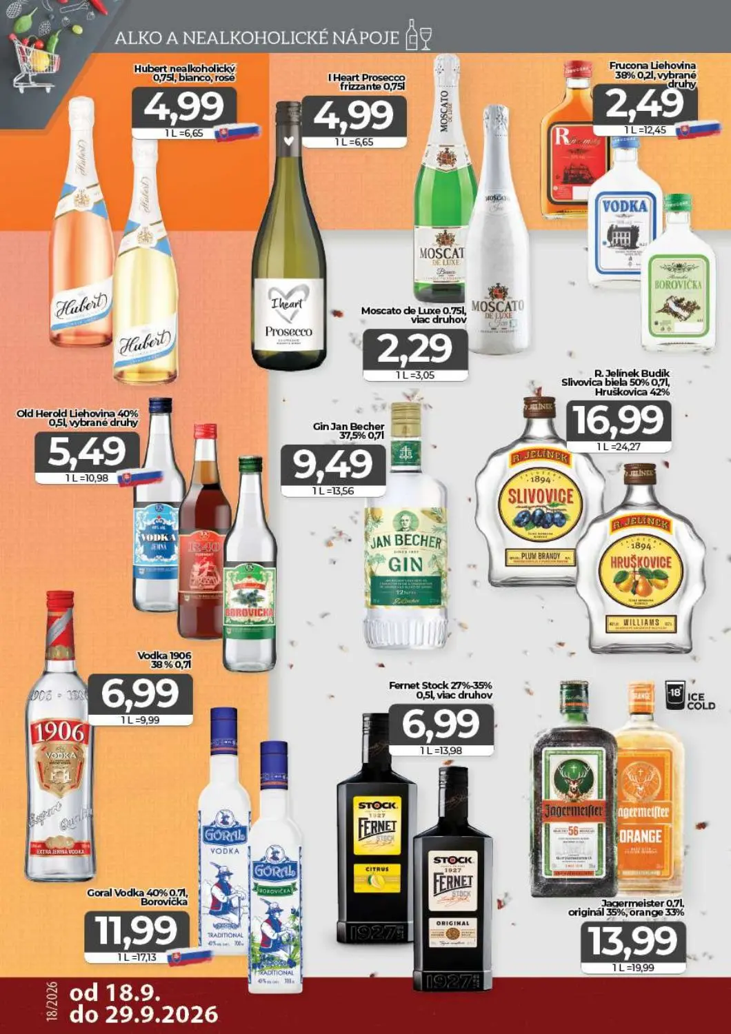 Cba Komfos leták, strana 14 z 16 — Hubert nealkoholický, I Heart Prosecco frizzante, Moscato de Luxe