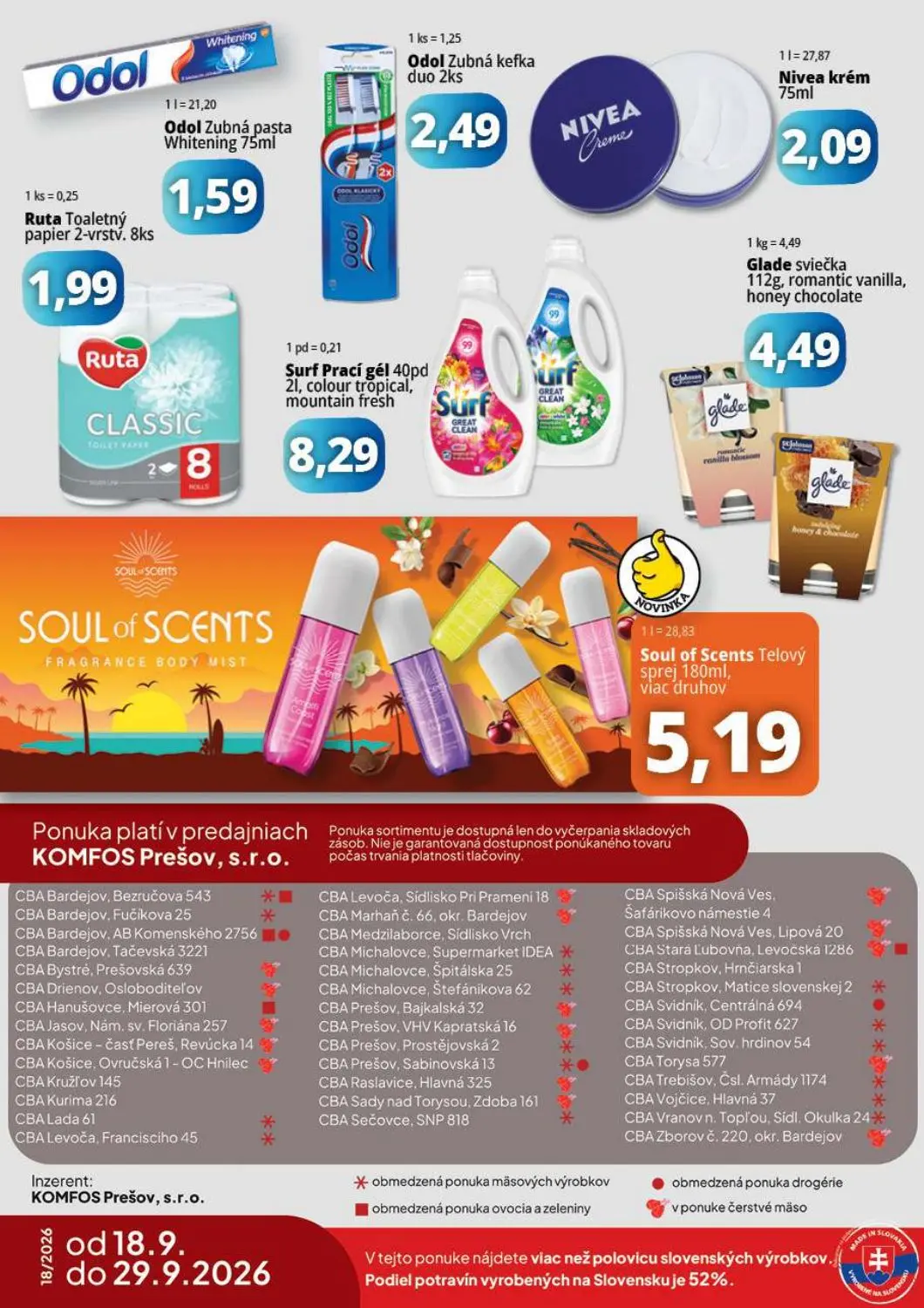 Cba Komfos leták, strana 16 z 16 — Odol Zubná pasta Whitening 75ml, Odol Zubná kefka duo 2ks, Nivea krém 75ml