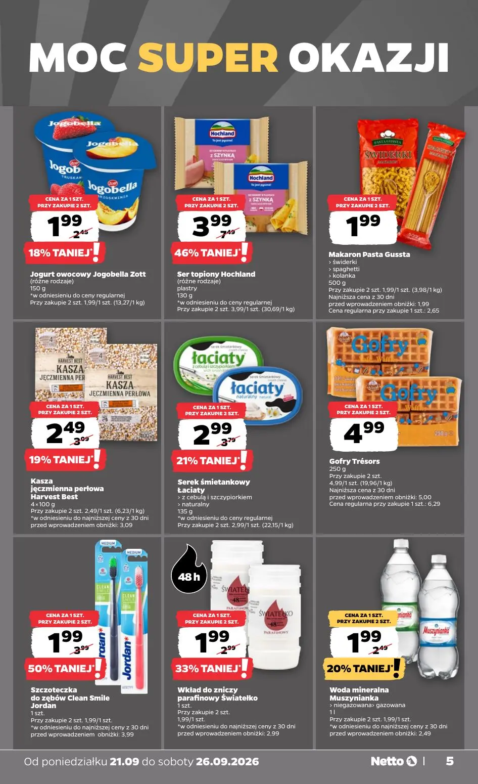 NETTO gazetka, strona 5 z 44 — Ser topiony Hochland, Szczoteczka do zębów Clean Smile Jordan, Gofry Trésors