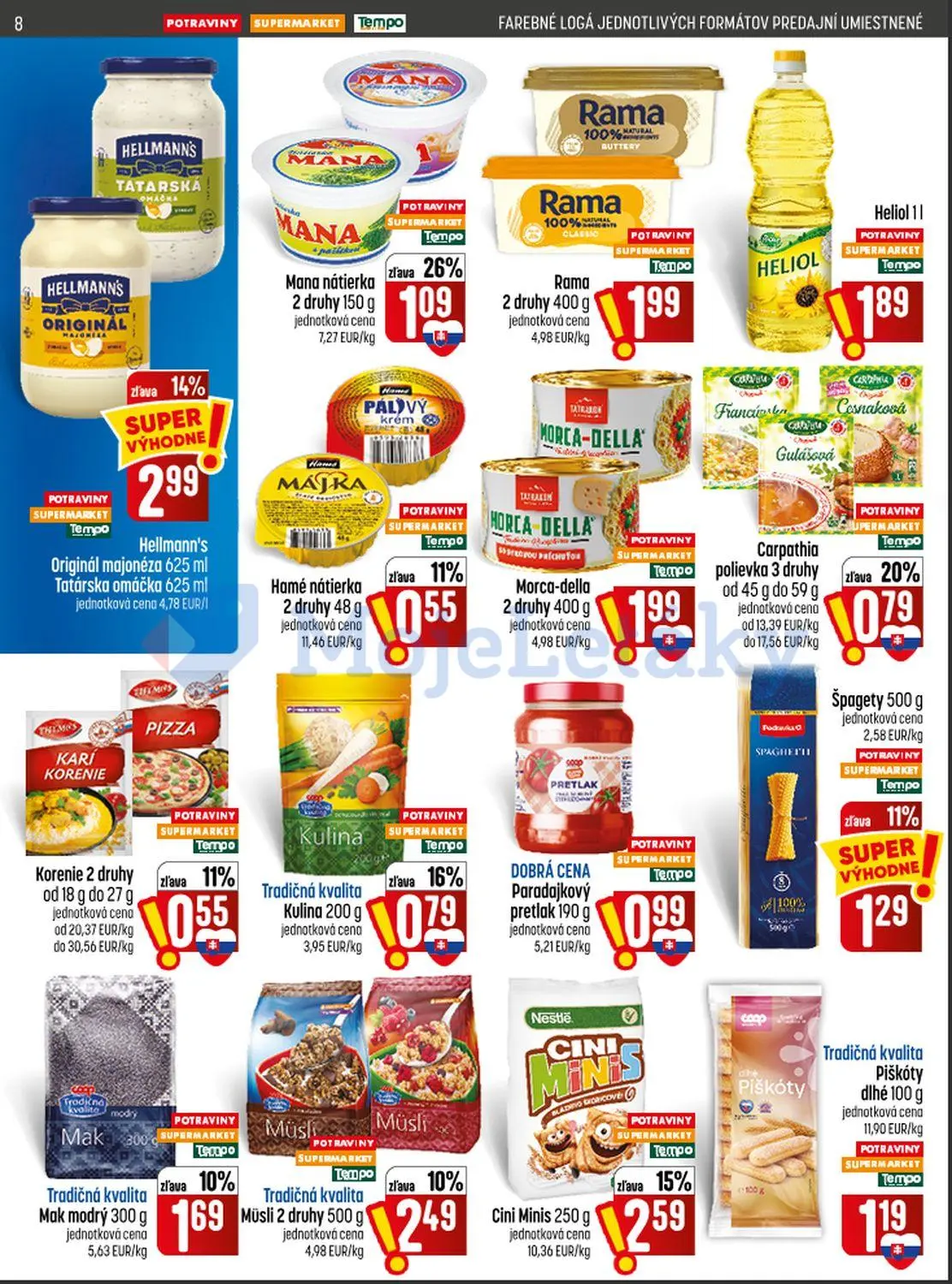 Coop Jednota leták, strana 8 z 28 — Hellmann's Originál majonéza Tatárska omáčka, Cini Minis, Mana nátierka