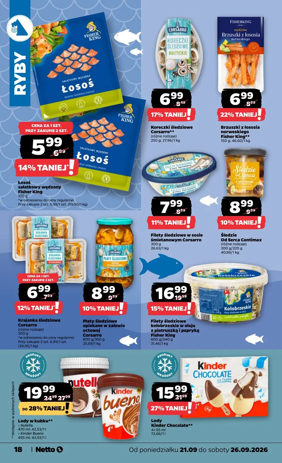 NETTO gazetka, strona 18 z 44 — Lody w kubku Nutella, Lody w kubku Kinder Bueno, Lody Kinder Chocolate