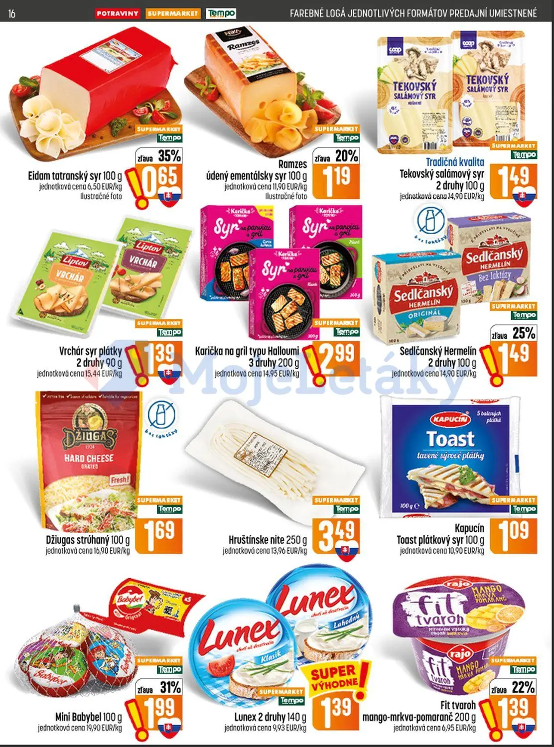 Coop Jednota leták, strana 16 z 28 — Mini Babybel, Sedlčanský Hermelín, Fit tvaroh mango-mrkva-pomaranč