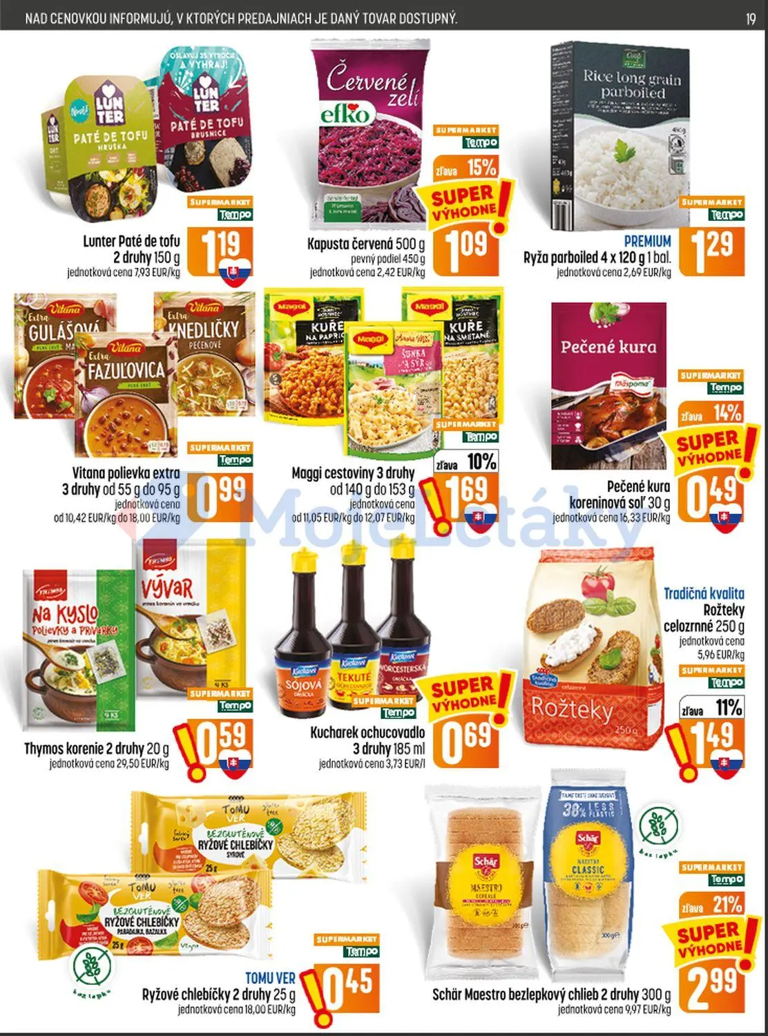 Coop Jednota leták, strana 19 z 28 — Schär Maestro bezlepkový chlieb, Kapusta červená, Maggi cestoviny