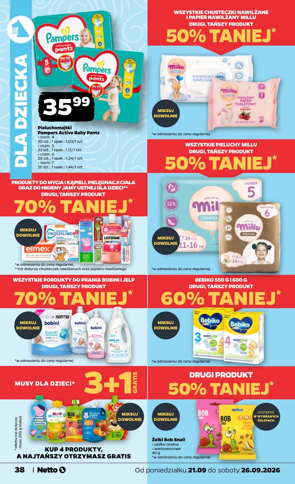 NETTO gazetka, strona 38 z 44 — Pieluchomajtki Pampers Active Baby Pants