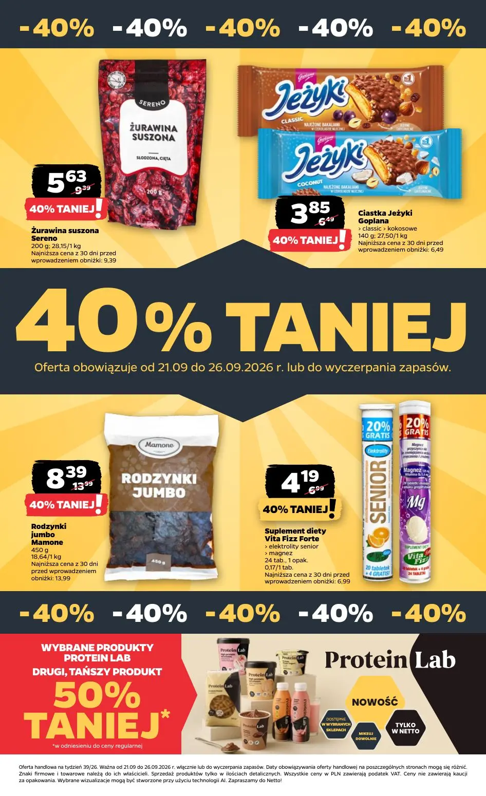 NETTO gazetka, strona 43 z 44 — Rodzynki jumbo Mamone, Żurawina suszona Sereno, Suplement diety Vita Fizz Forte elektrolity …