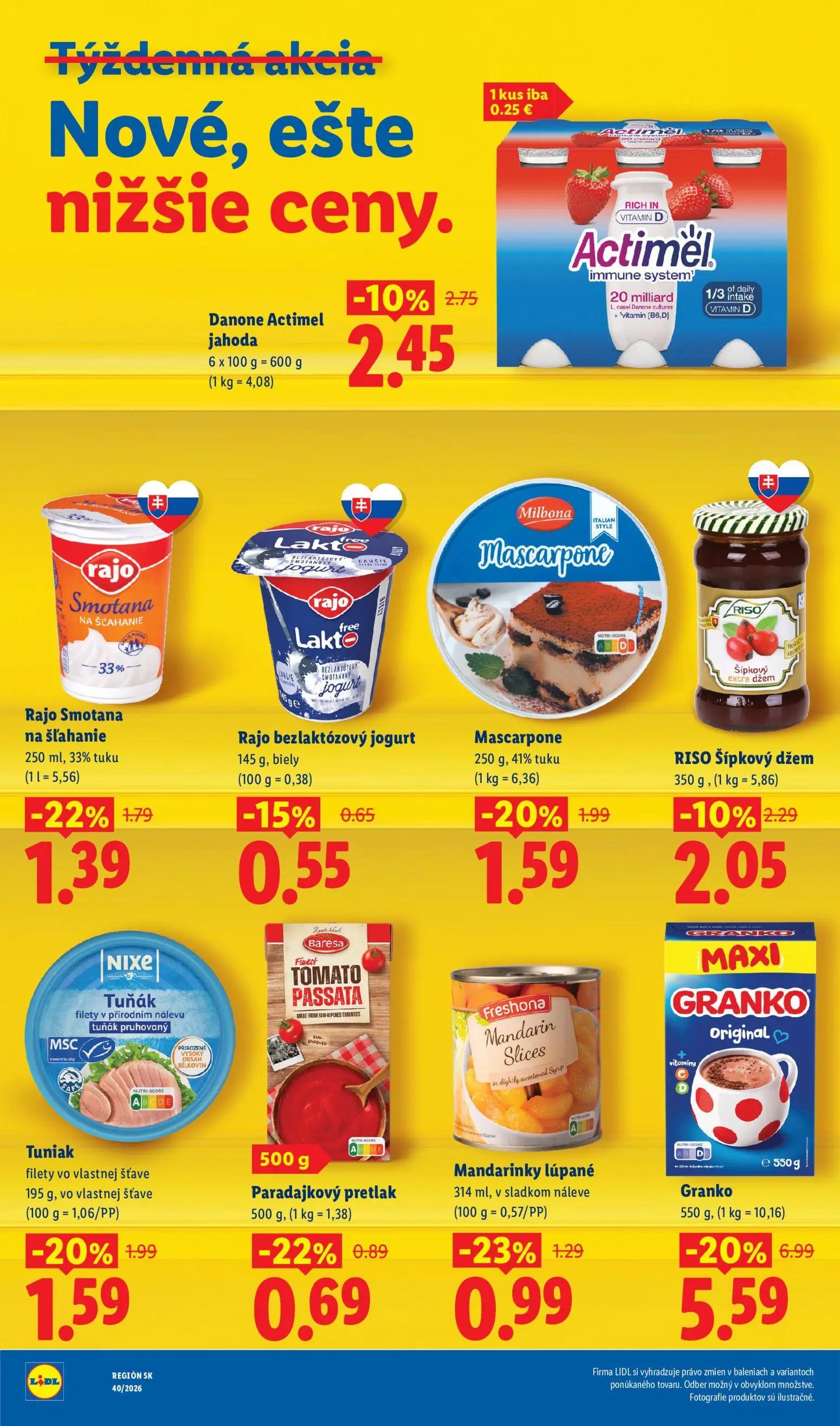 Lidl leták, strana 6 z 102 — Granko, Rajo Smotana na šľahanie, Mascarpone