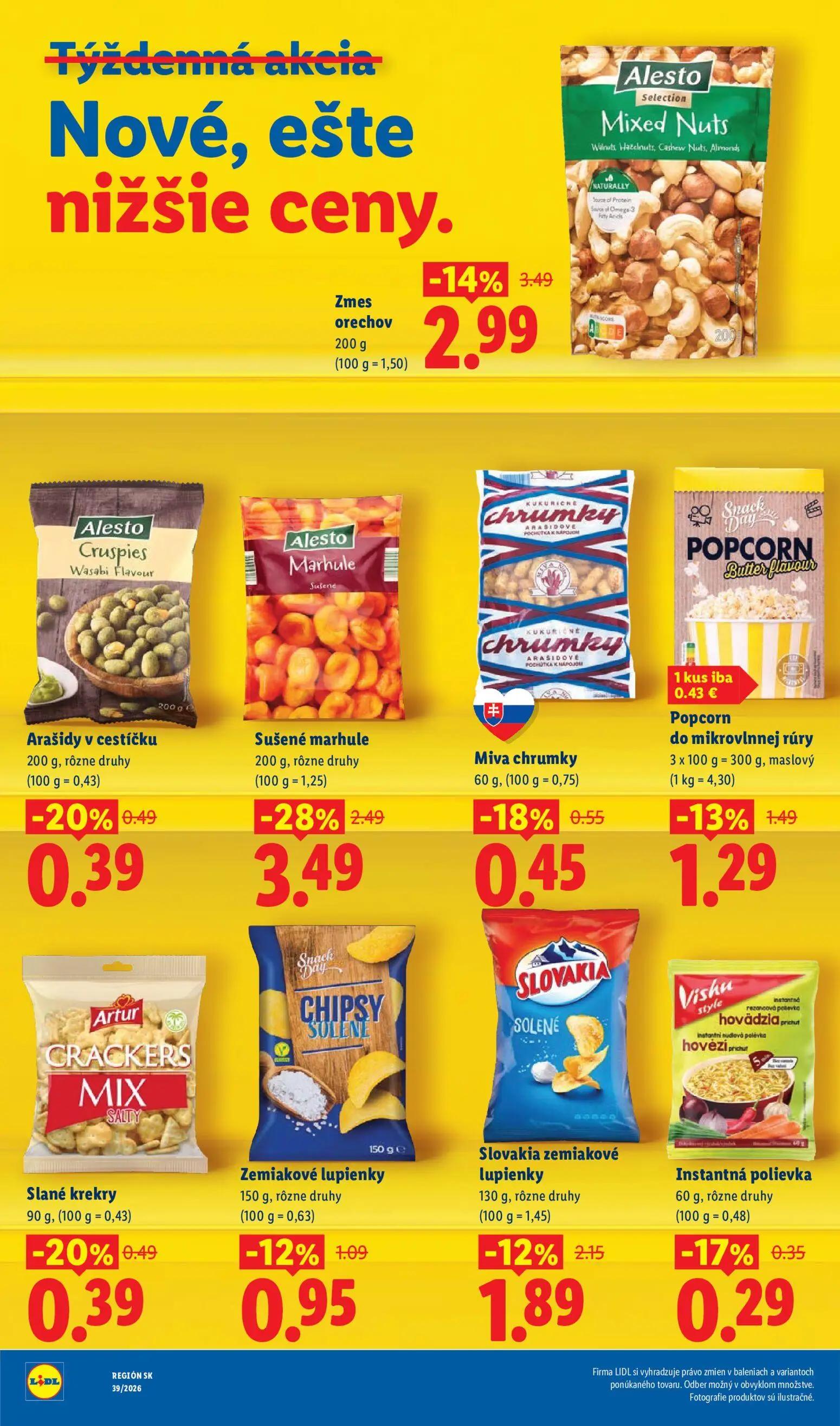 Lidl leták, strana 8 z 102 — Alesto Marhule Sušené, Alesto Mixed Nuts, Slovakia zemiakové lupienky Solené