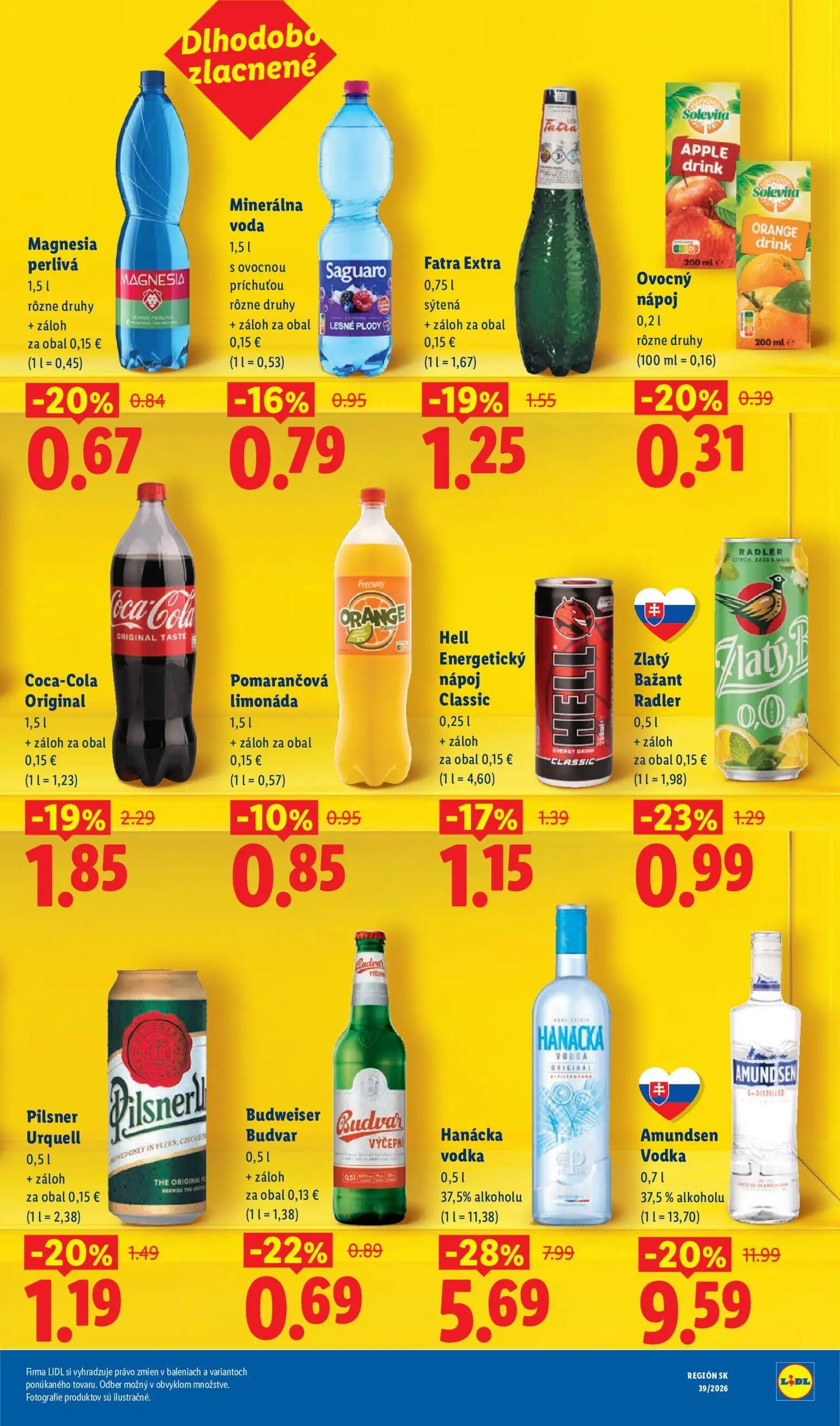 Lidl leták, strana 9 z 102 — Amundsen Vodka, Hanácka vodka, Coca-Cola Original