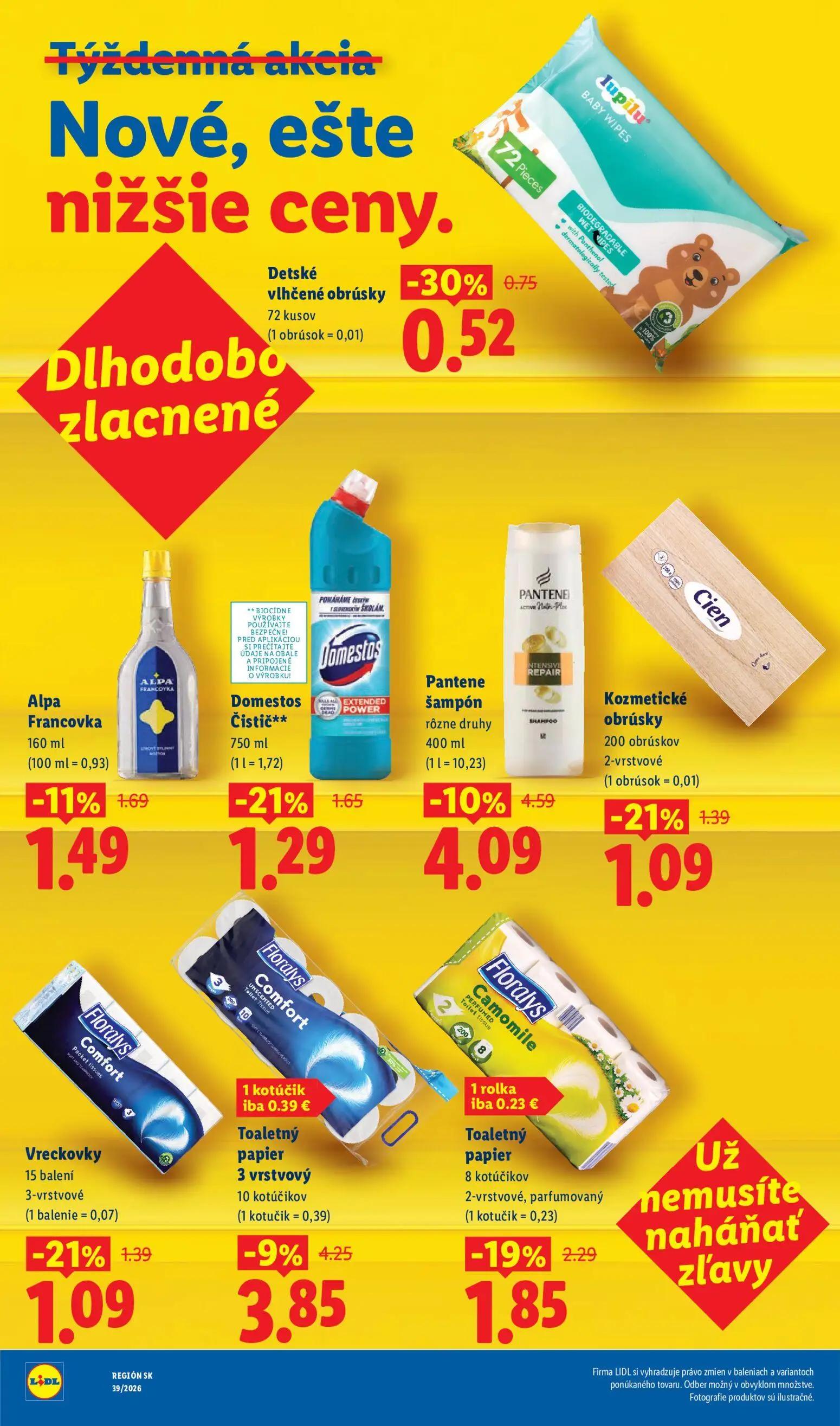 Lidl leták, strana 10 z 102 — Pantene šampón, Toaletný papier, Toaletný papier