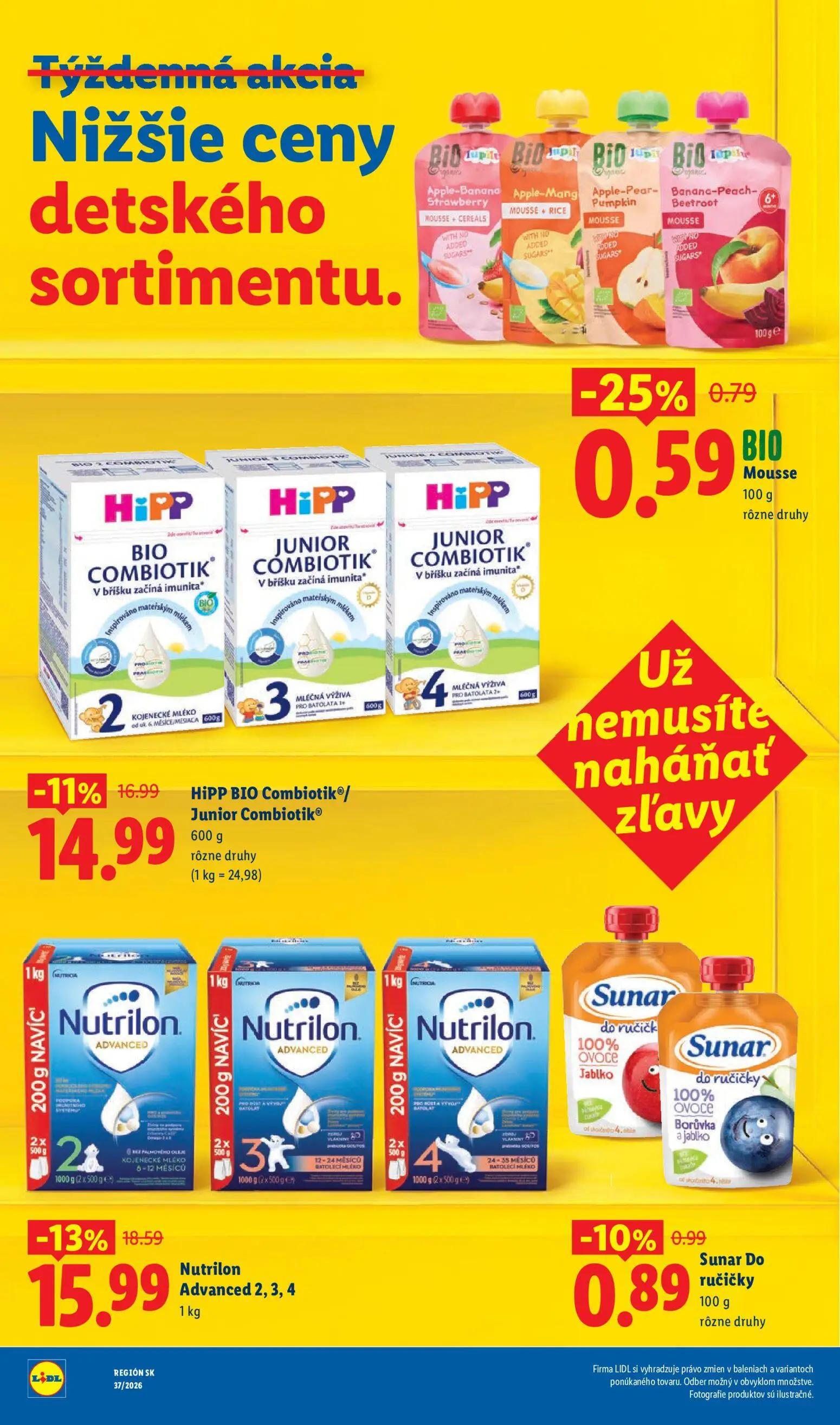 Lidl leták, strana 11 z 102 — Nutrilon Advanced 2, 3, 4, HiPP BIO Combiotik/Junior Combiotik, BIO Mousse