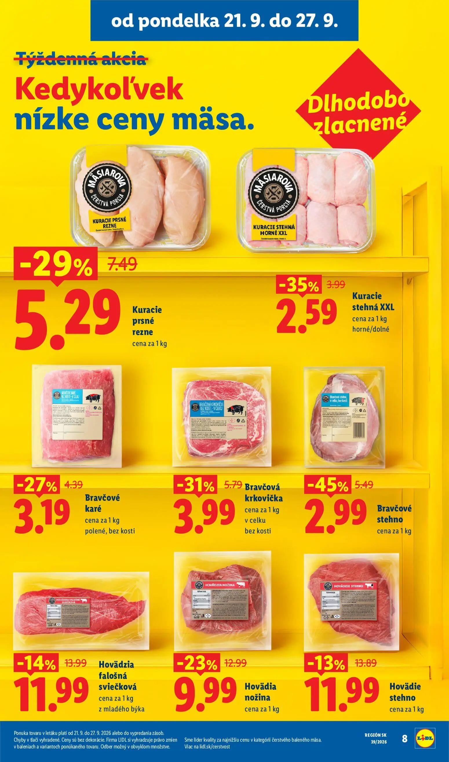 Lidl leták, strana 12 z 102 — Hovädia nožina, Bravčové stehno, Kuracie prsné rezne
