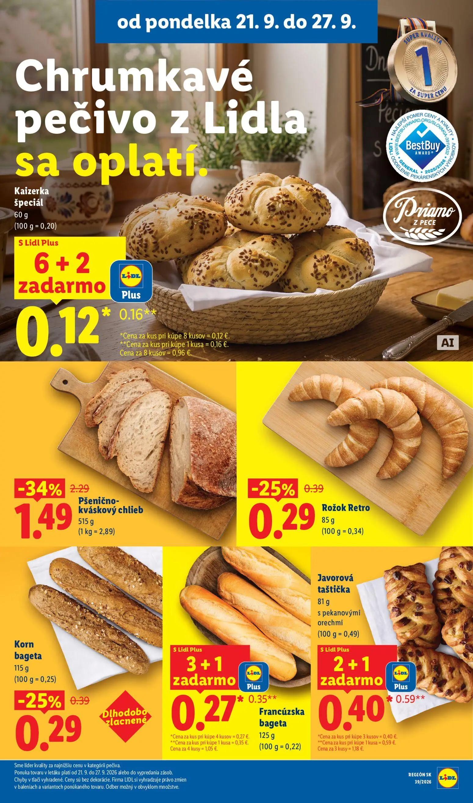 Lidl leták, strana 18 z 102 — Pšenično-kváskový chlieb, Javorová taštička, Rožok Retro