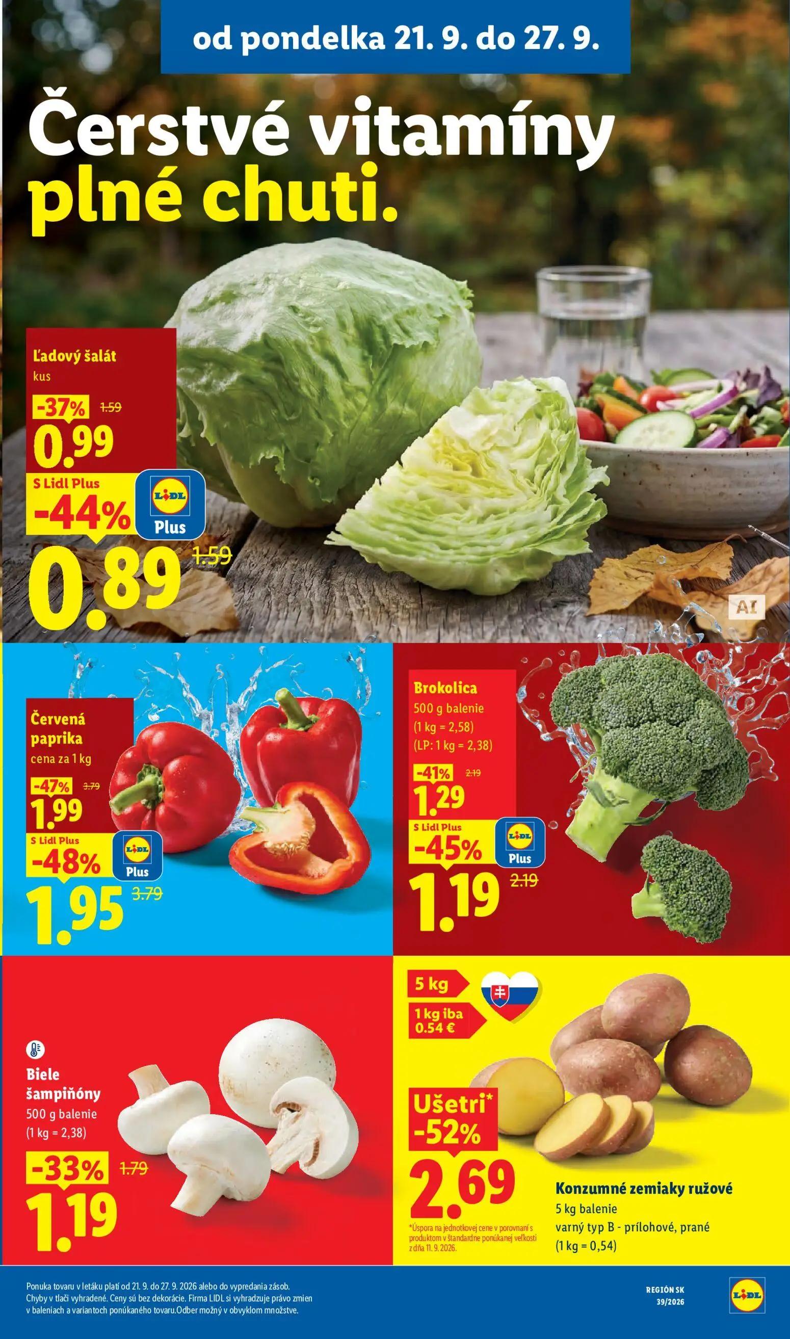 Lidl leták, strana 21 z 102 — Konzumné zemiaky ružové, Červená paprika, Brokolica
