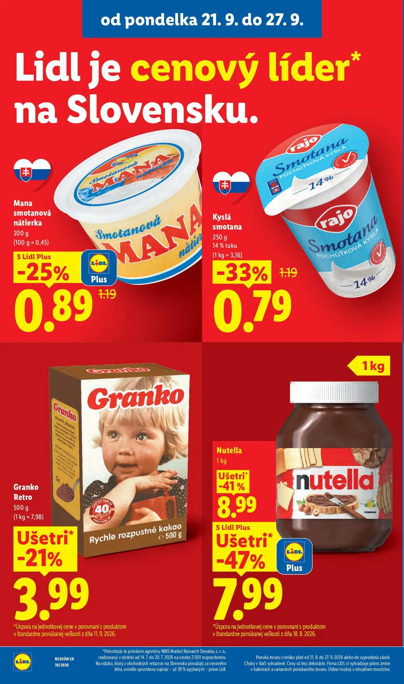 Lidl leták, strana 24 z 102 — Granko Retro, Nutella, Kyslá smotana