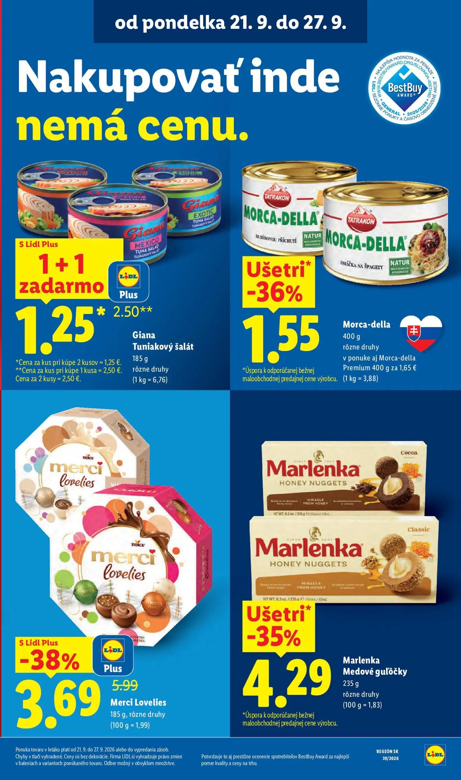 Lidl leták, strana 25 z 102 — Marlenka Medové guľôčky, Merci Lovelies, Giana Tuniakový šalát