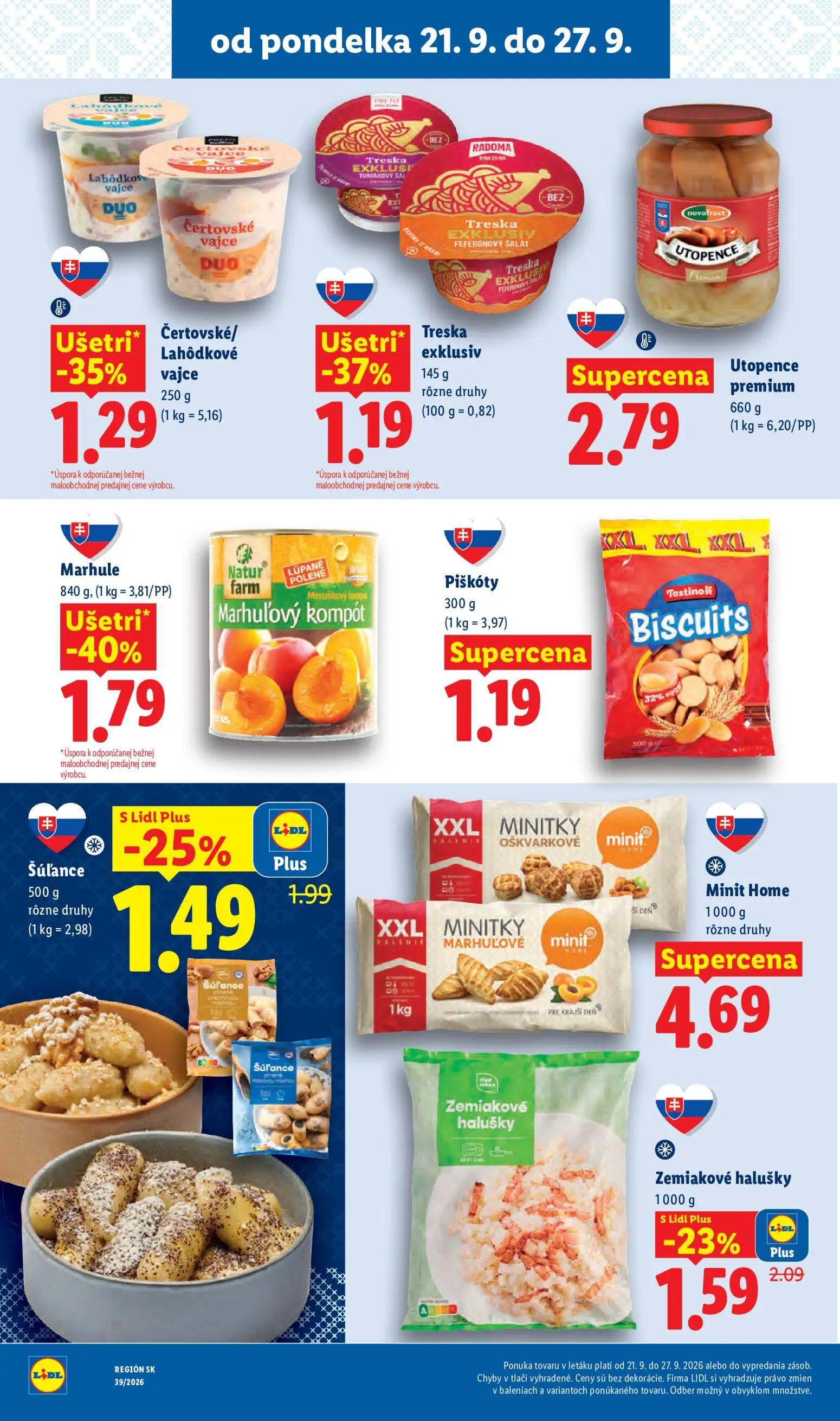 Lidl leták, strana 30 z 102 — Marhule, Treska exklusiv, Čertovské/Lahôdkové vajce