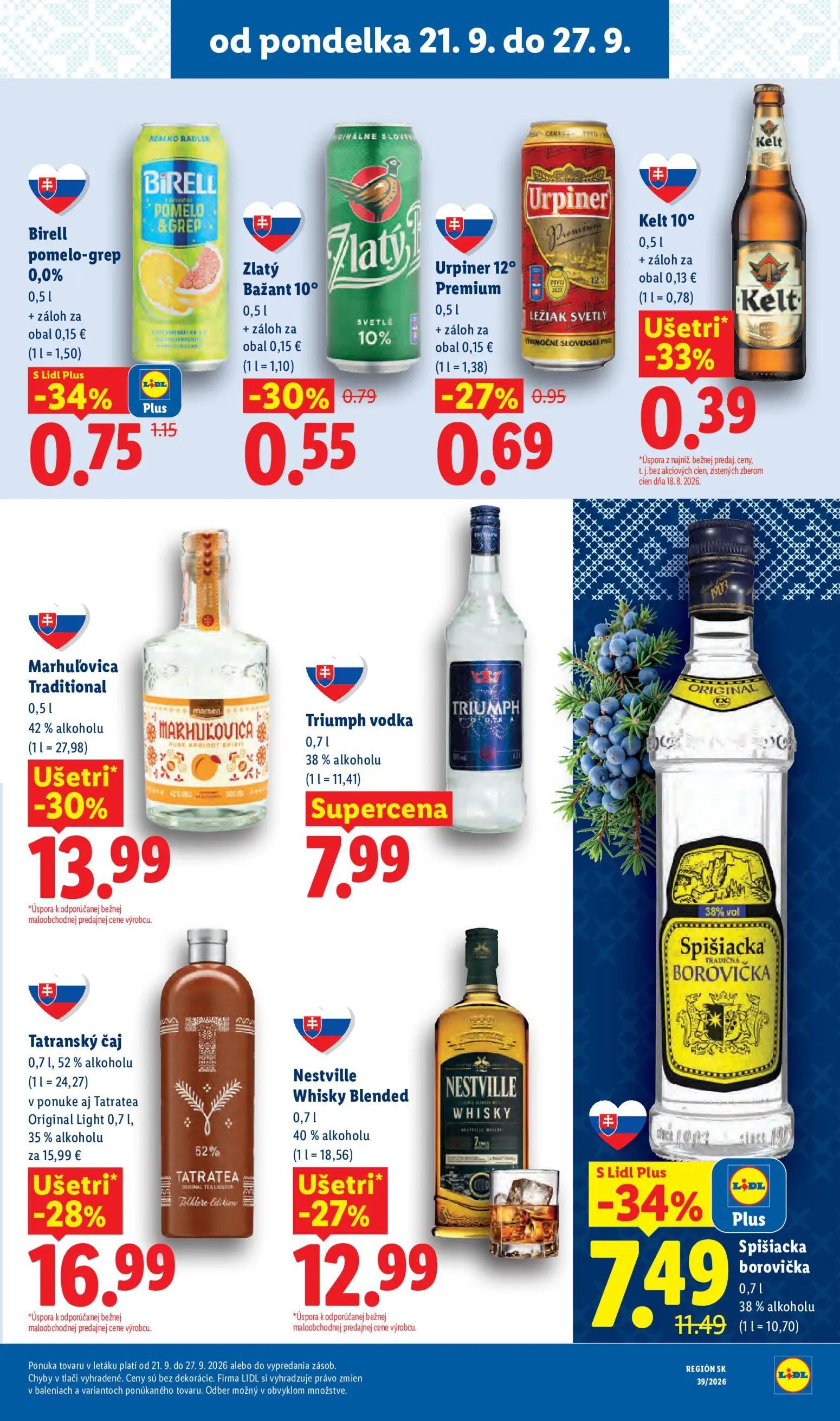 Lidl leták, strana 31 z 102 — Tatranský čaj, Marhuľovica Traditional, Nestville Whisky Blended