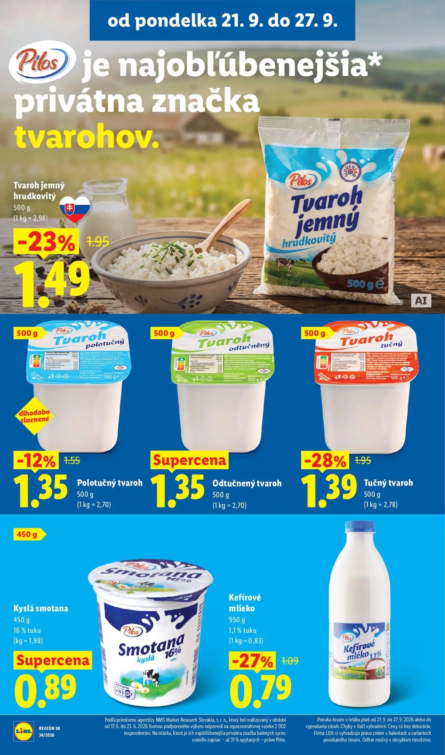 Lidl leták, strana 33 z 102 — Tučný tvaroh, Tvaroh jemný hrudkovitý, Kefírové mlieko