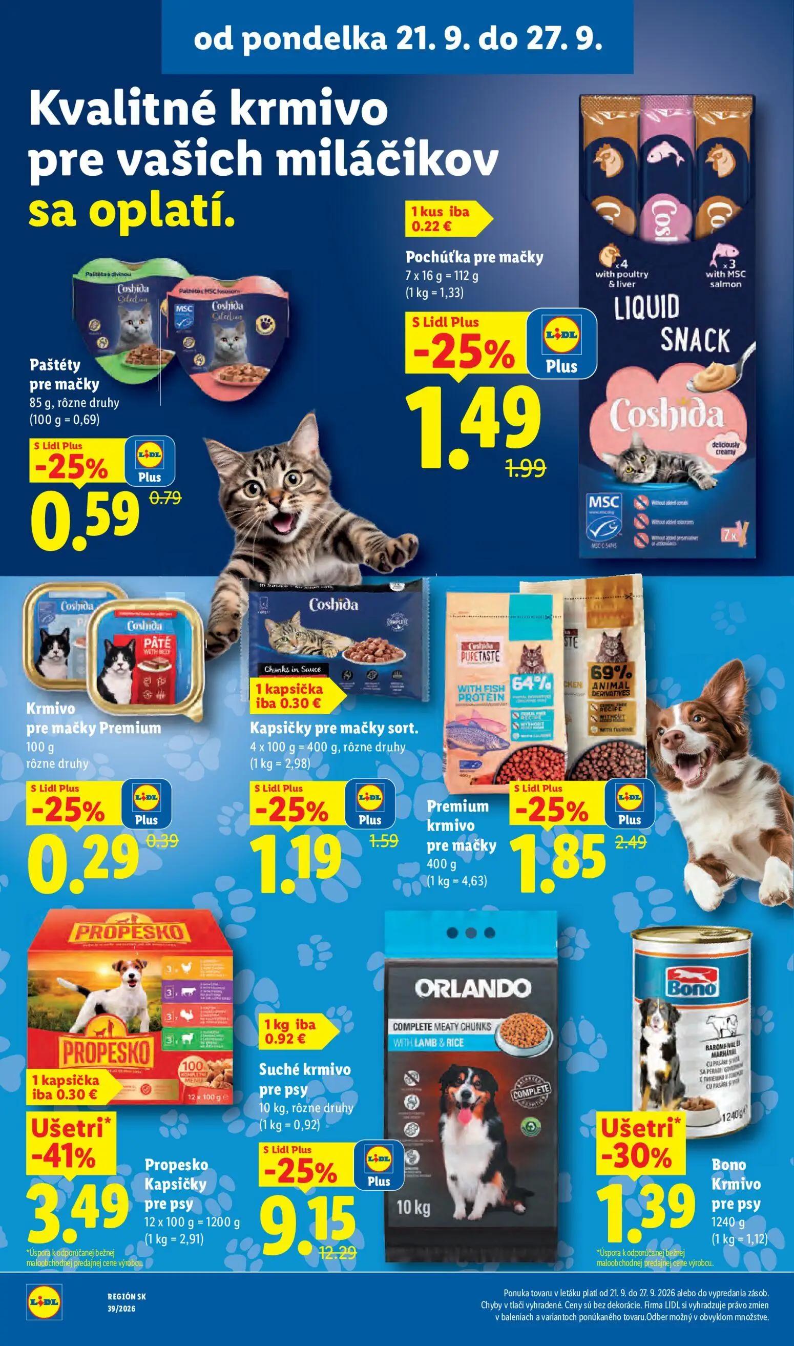 Lidl leták, strana 46 z 102 — Suché krmivo pre psy Orlando, Propesko Kapsičky pre psy, Premium krmivo pre mačky