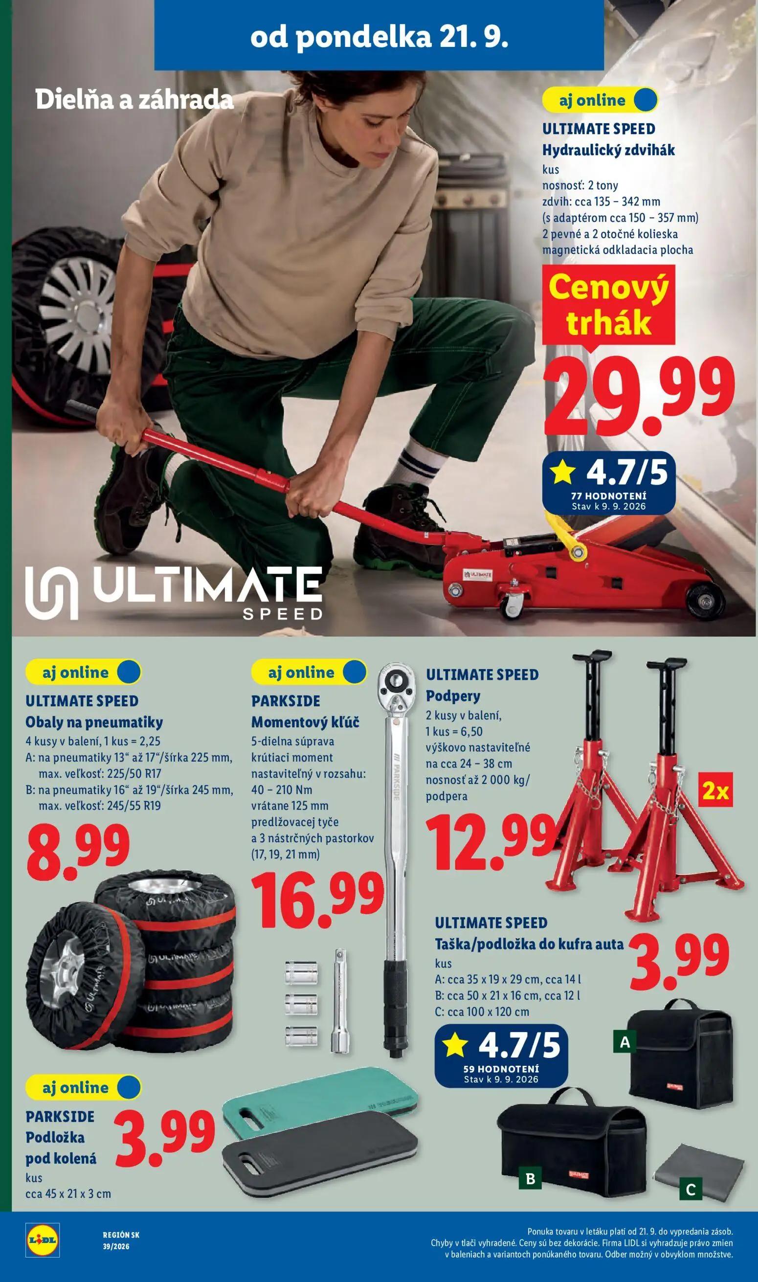 Lidl leták, strana 52 z 102 — Hydraulický zdvihák, Obaly na pneumatiky, Momentový kľúč