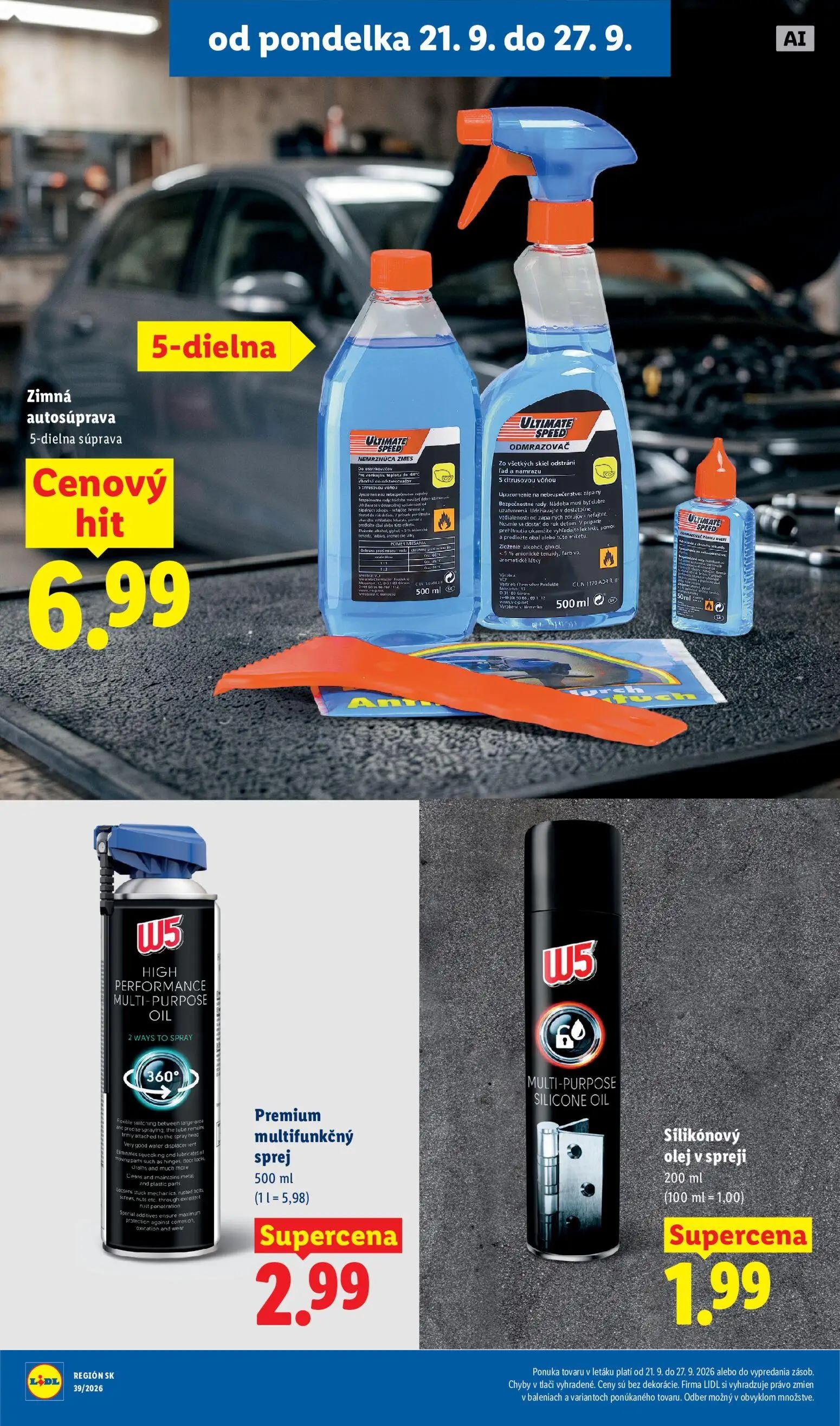 Lidl leták, strana 57 z 102 — Zimná autosúprava, W5 Premium multifunkčný sprej, W5 Silikónový olej v spreji