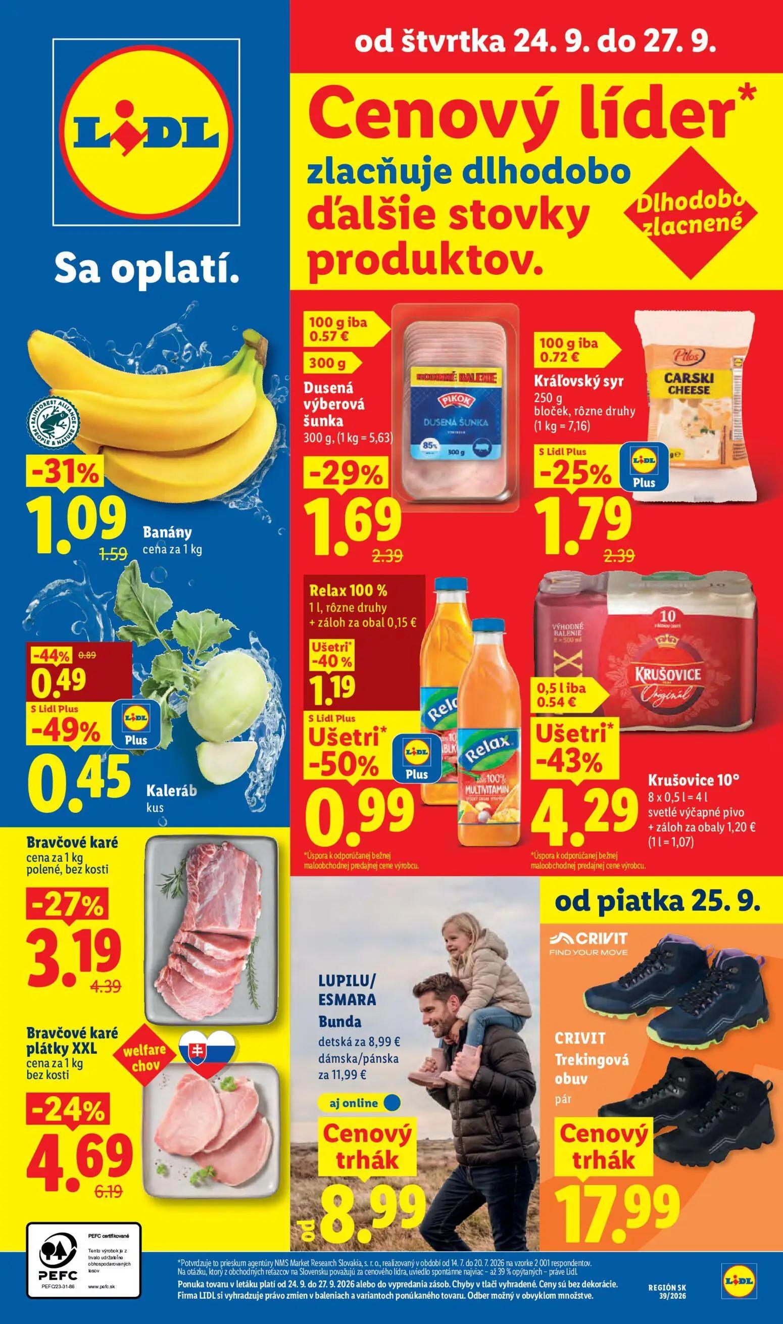 Lidl leták, strana 65 z 102 — Krušovice 10°, Bravčové karé plátky XXL bez kosti, Bravčové karé polené, bez kosti