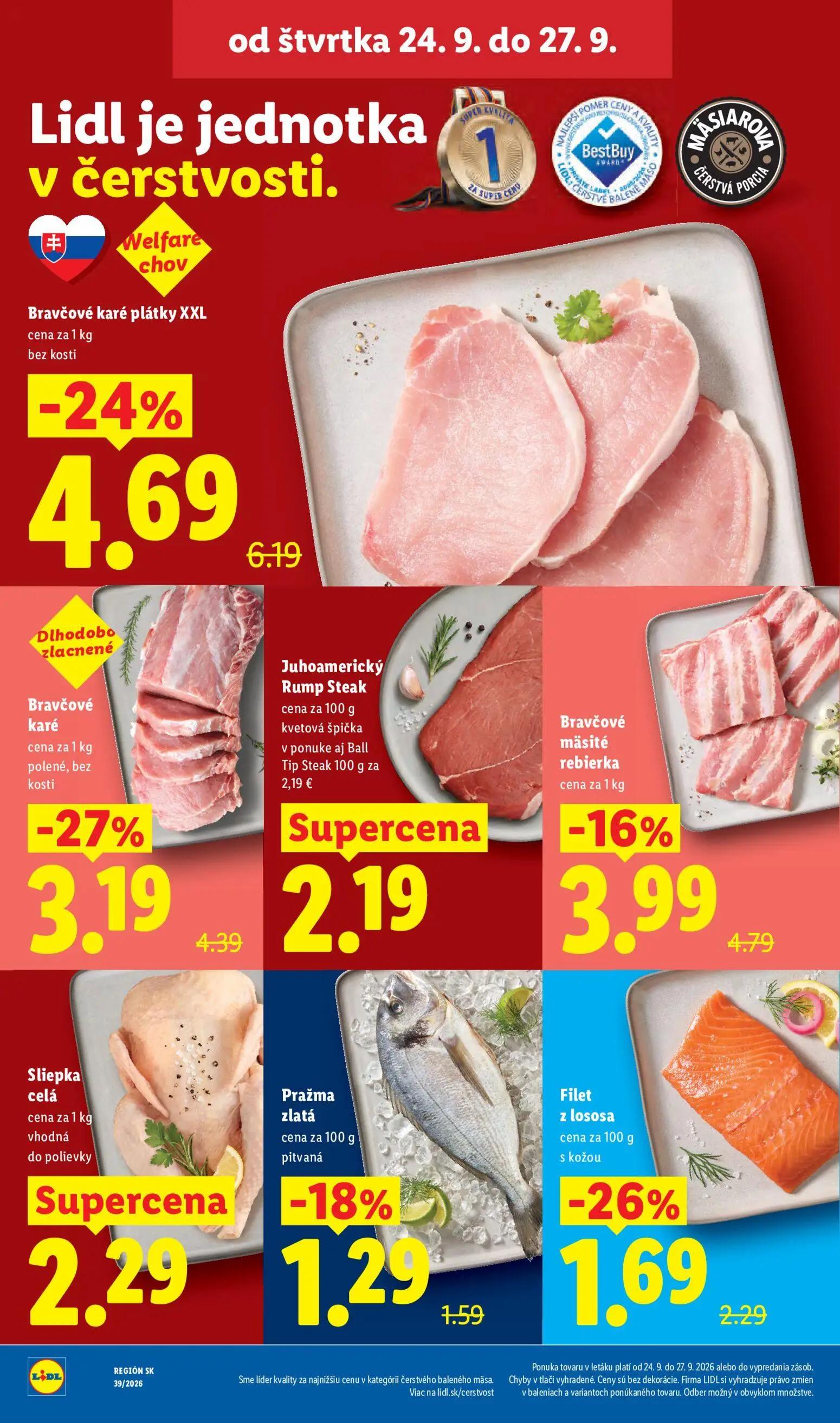 Lidl leták, strana 68 z 102 — Bravčové karé plátky XXL bez kosti, Bravčové karé polené, bez kosti, Bravčové mäsité rebierka