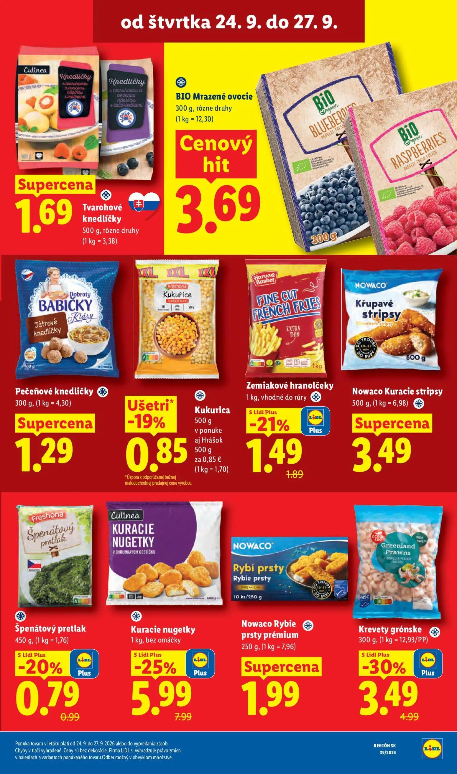 Lidl leták, strana 75 z 102 — Kuracie nugetky, Krevety grónske, Kukurica