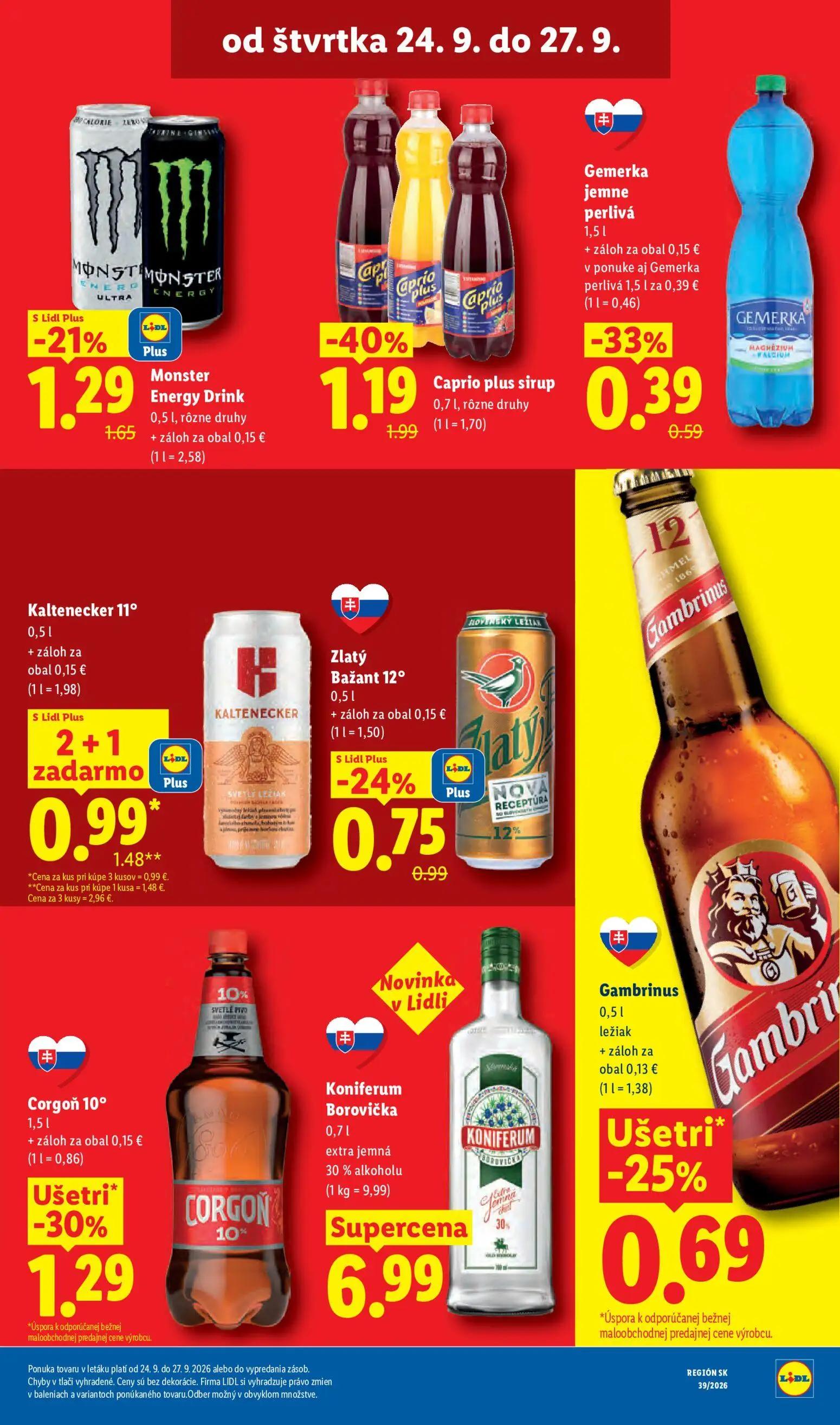 Lidl leták, strana 77 z 102 — Caprio plus sirup, Corgoň 10°, Kaltenecker 11°