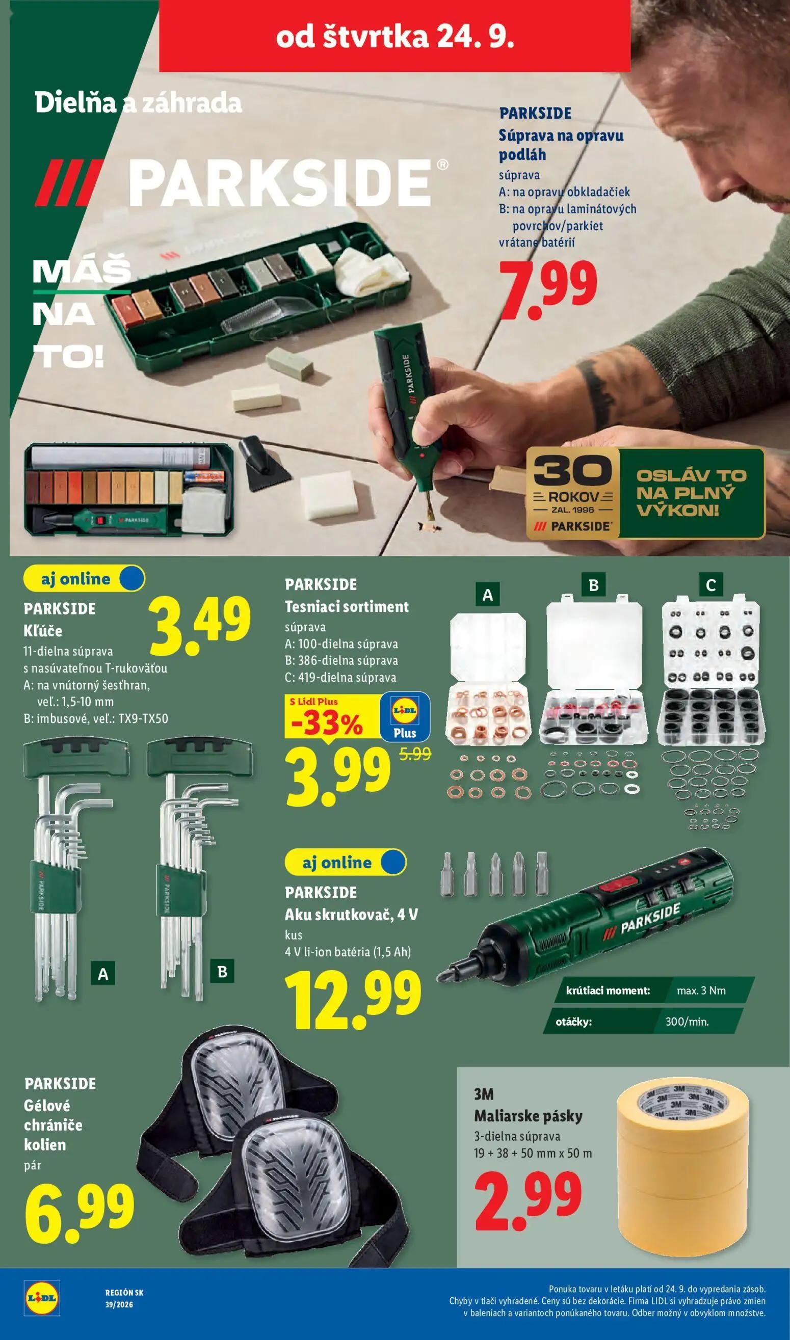 Lidl leták, strana 85 z 102 — PARKSIDE Tesniaci sortiment, PARKSIDE Súprava na opravu podláh, PARKSIDE Kľúče