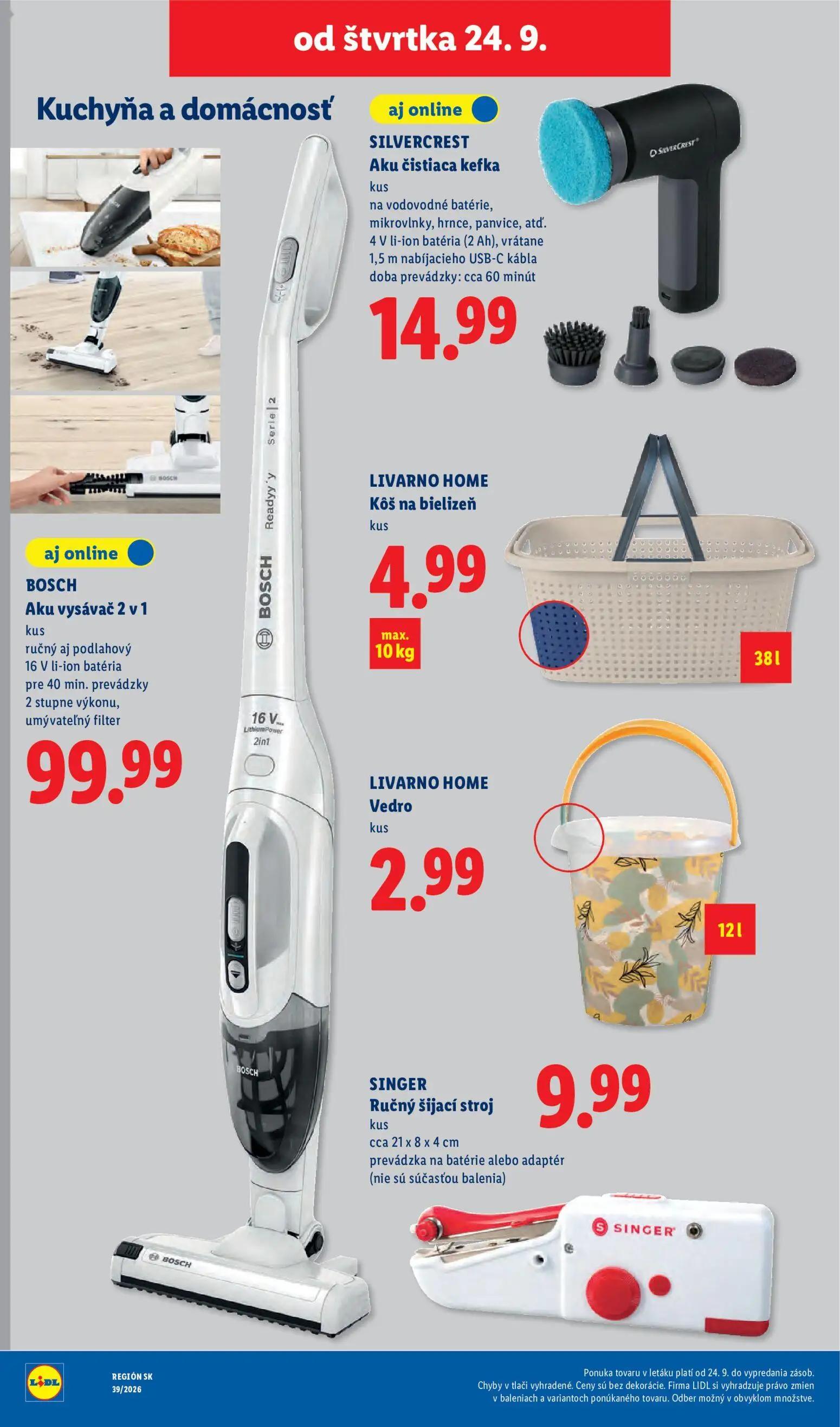 Lidl leták, strana 88 z 102 — SILVERCREST Aku čistiaca kefka, BOSCH Aku vysávač 2 v 1, LIVARNO HOME Kôš na bielizeň