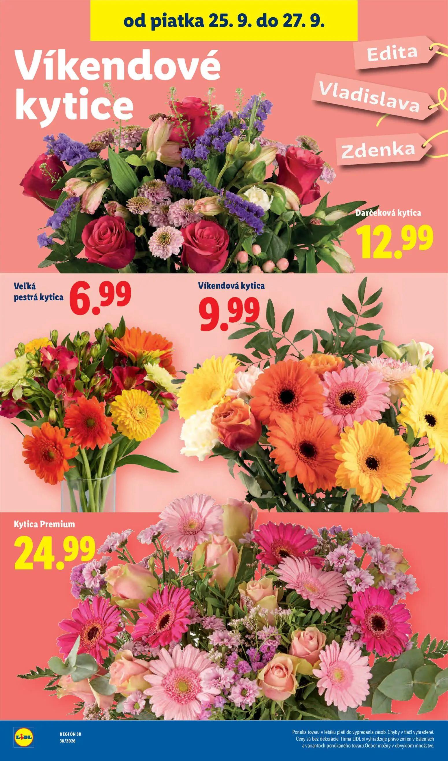 Lidl leták, strana 95 z 102 — Darčeková kytica, Veľká pestrá kytica, Víkendová kytica