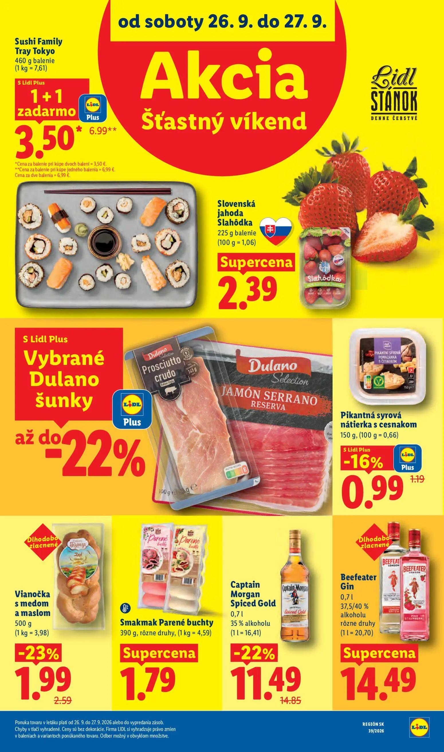 Lidl leták, strana 96 z 102 — Sushi Family Tray Tokyo, Captain Morgan Spiced Gold, Vianočka s medom a maslom