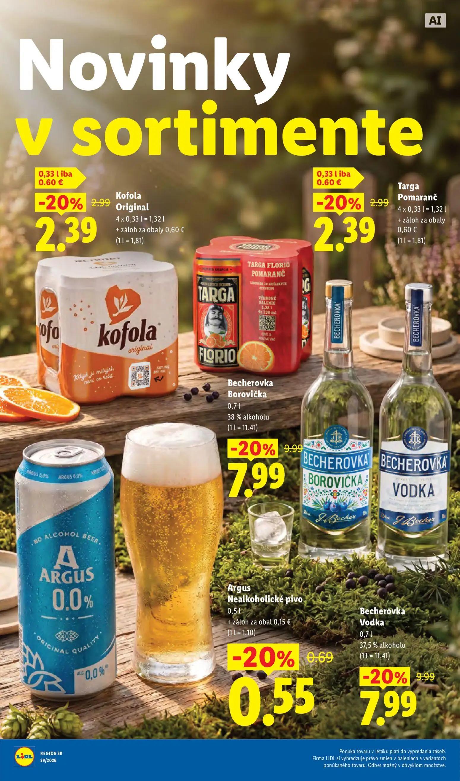Lidl leták, strana 97 z 102 — Becherovka Borovička, Becherovka Vodka, Kofola Original