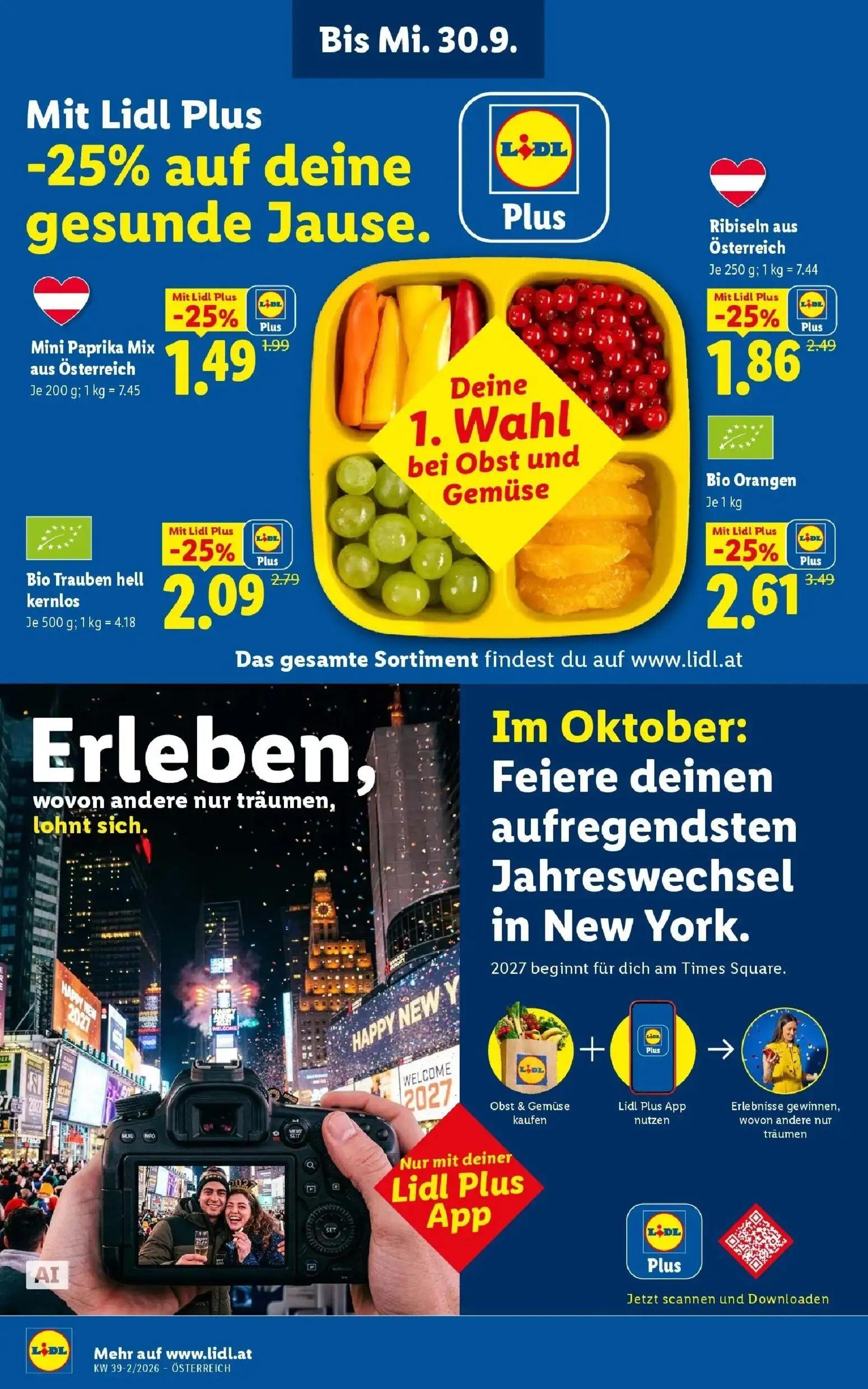 Lidl Prospekt, Seite 2 von 55 — Bio Orangen, Bio Trauben hell kernlos, Ribiseln aus Österreich