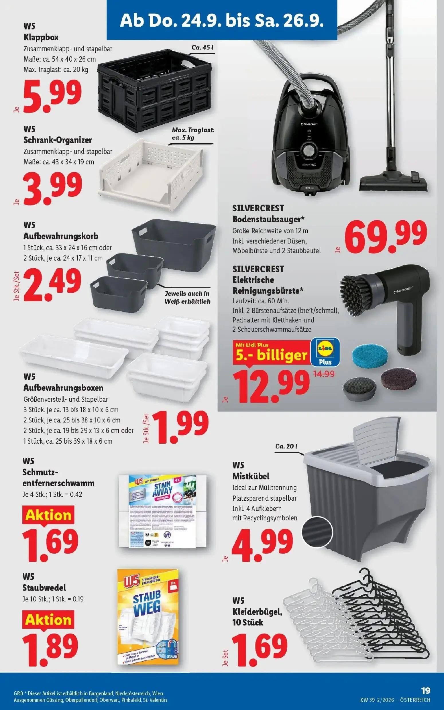 Lidl Prospekt, Seite 23 von 55 — SILVERCREST Elektrische Reinigungsbürste, W5 Klappbox, W5 Schrank-Organizer