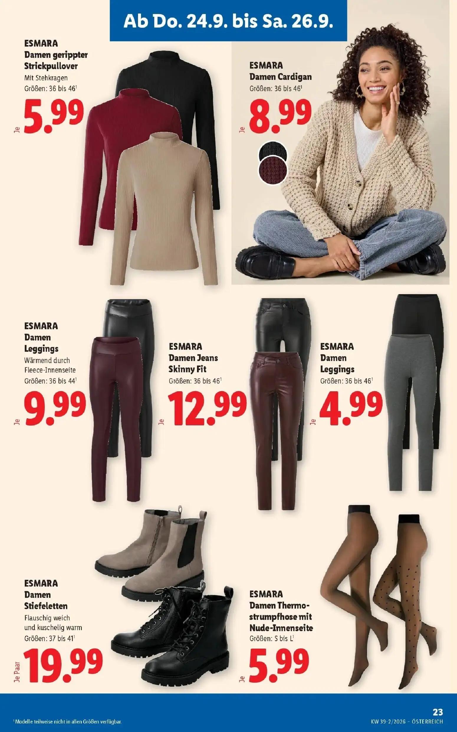 Lidl Prospekt, Seite 27 von 55 — Damen gerippter Strickpullover Mit Stehkragen, Damen Cardigan, Damen Leggings Wärmend durch…