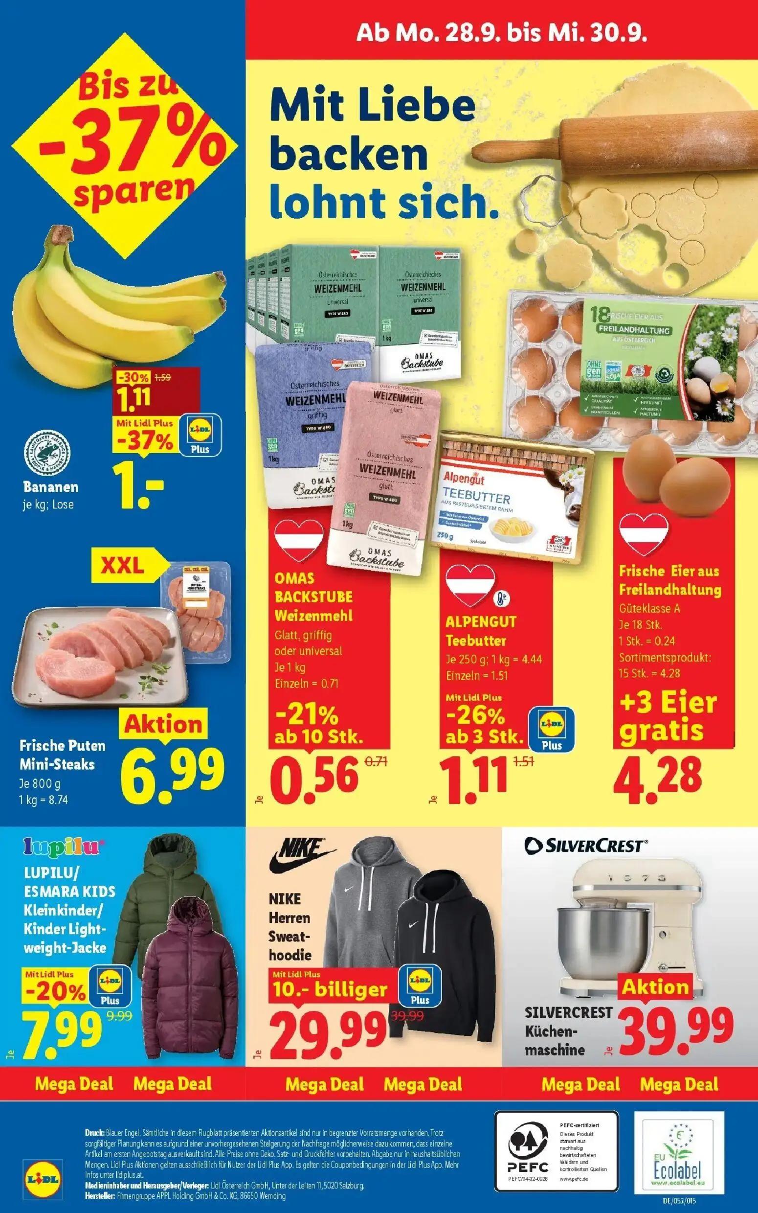 Lidl Prospekt, Seite 31 von 55 — NIKE Herren Sweat-hoodie, LUPILU/ ESMARA KIDS Kleinkinder/ Kinder Lightweight-Jacke, Bananen